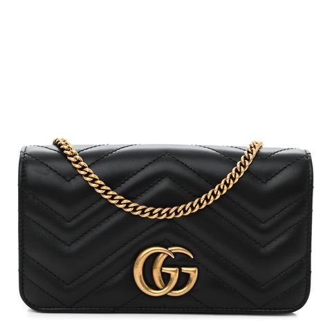 Calfskin Matelasse GG Marmont Mini Bag Black