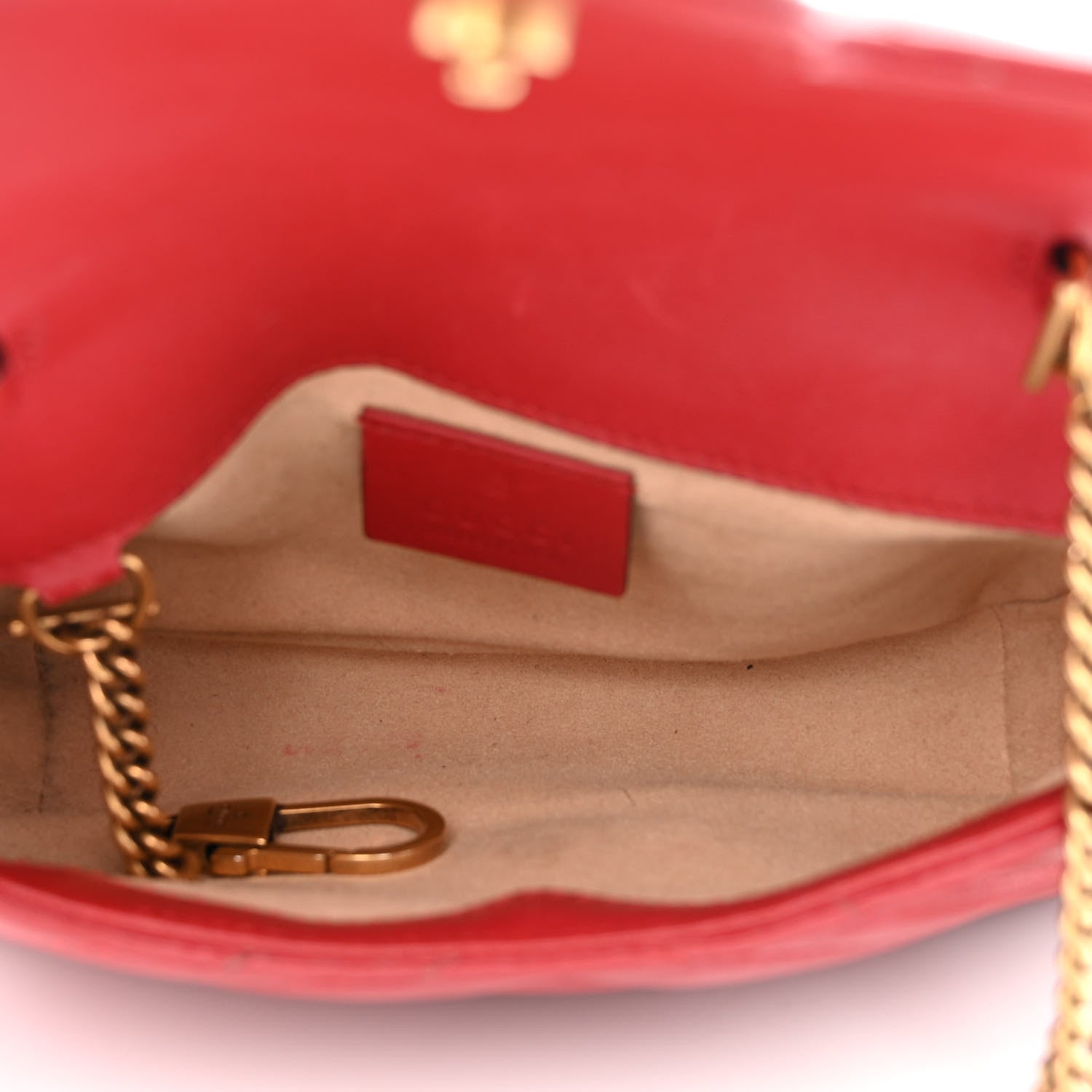 Gucci Calfskin Matelasse Super Mini GG Marmont Shoulder Bag Hibiscus Red 6 of 11