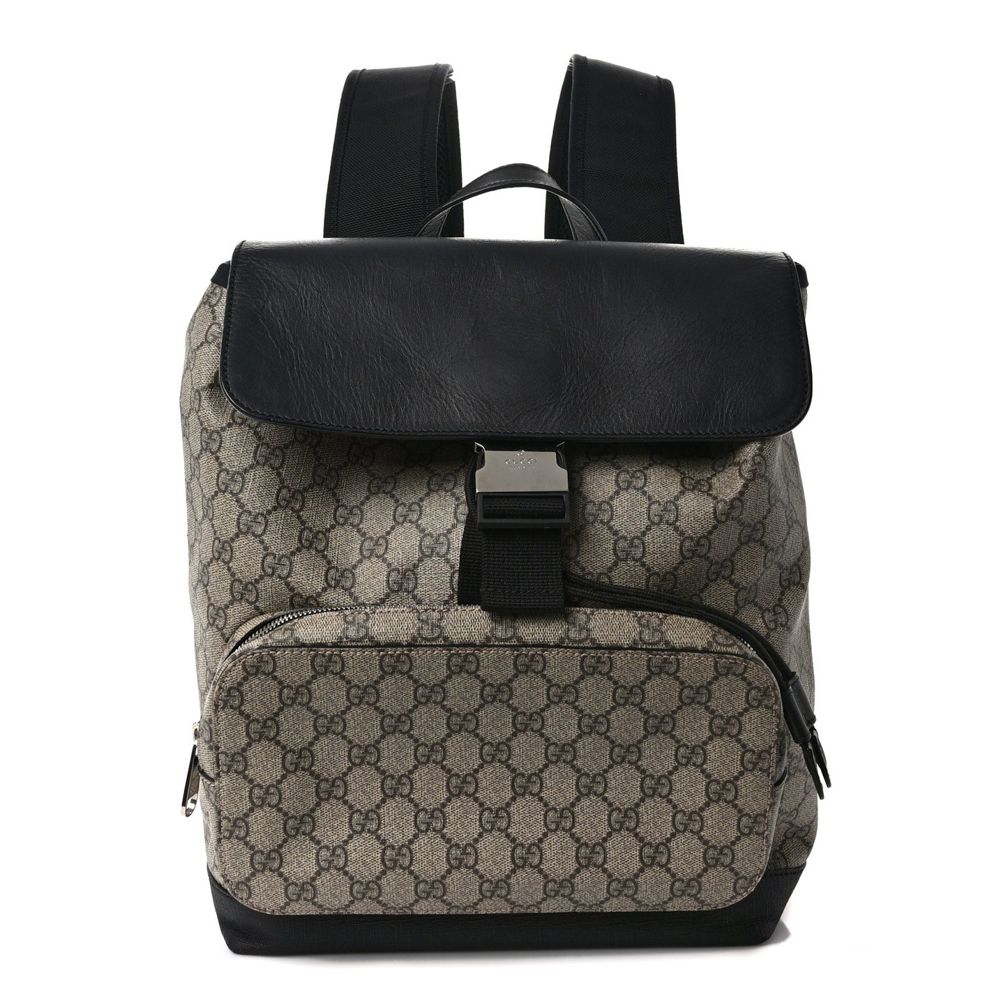 GG Supreme Monogram Single Buckle Backpack Beige Black