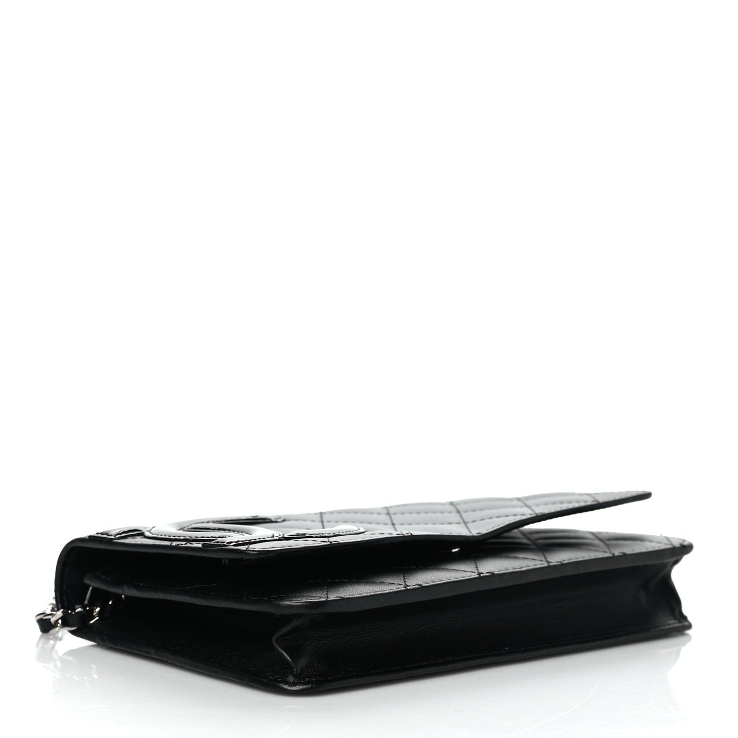 Calfskin Quilted Cambon Wallet On Chain WOC Black