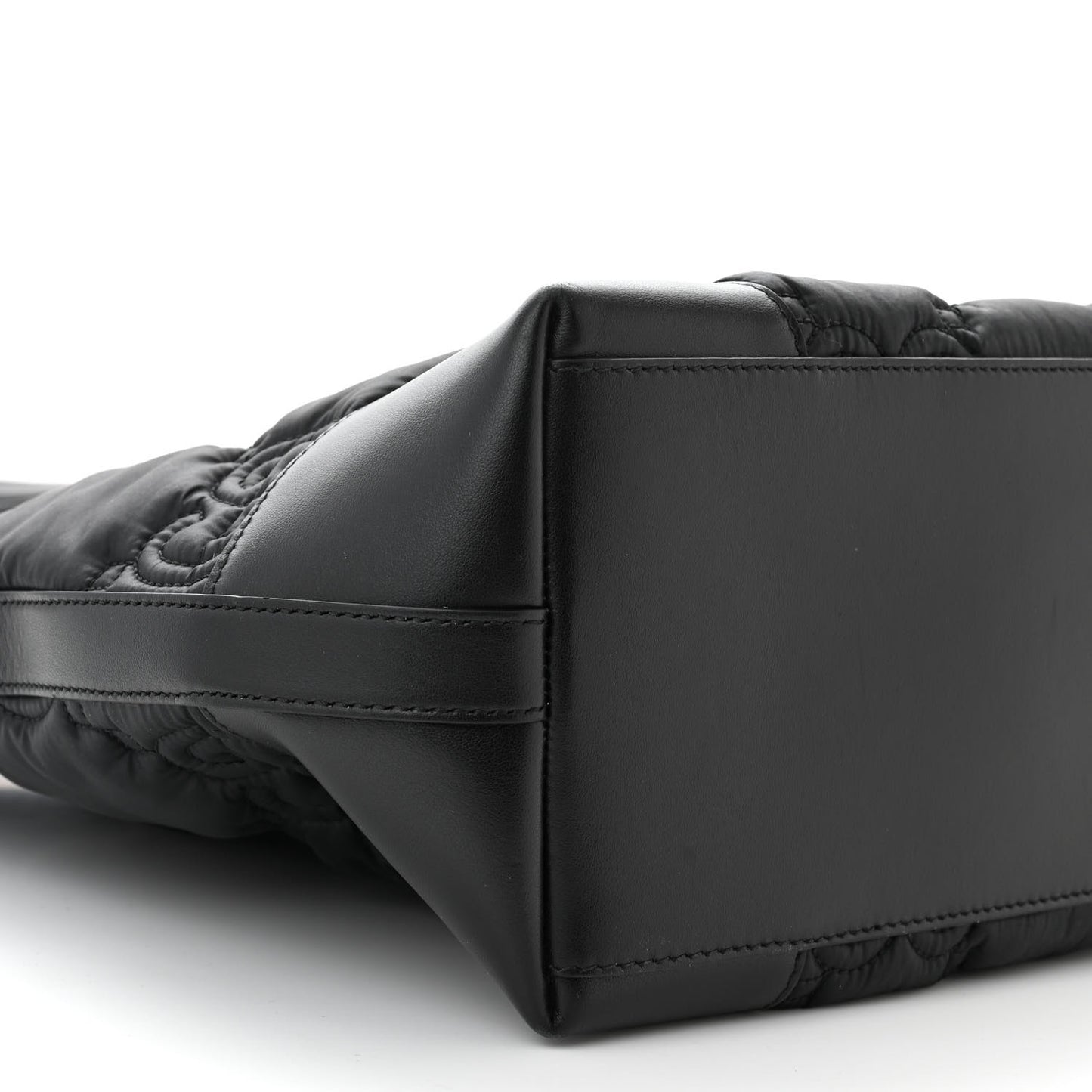 Nylon Calfskin Enamel GG Matelasse Medium Ophidia Shopping Bag Black