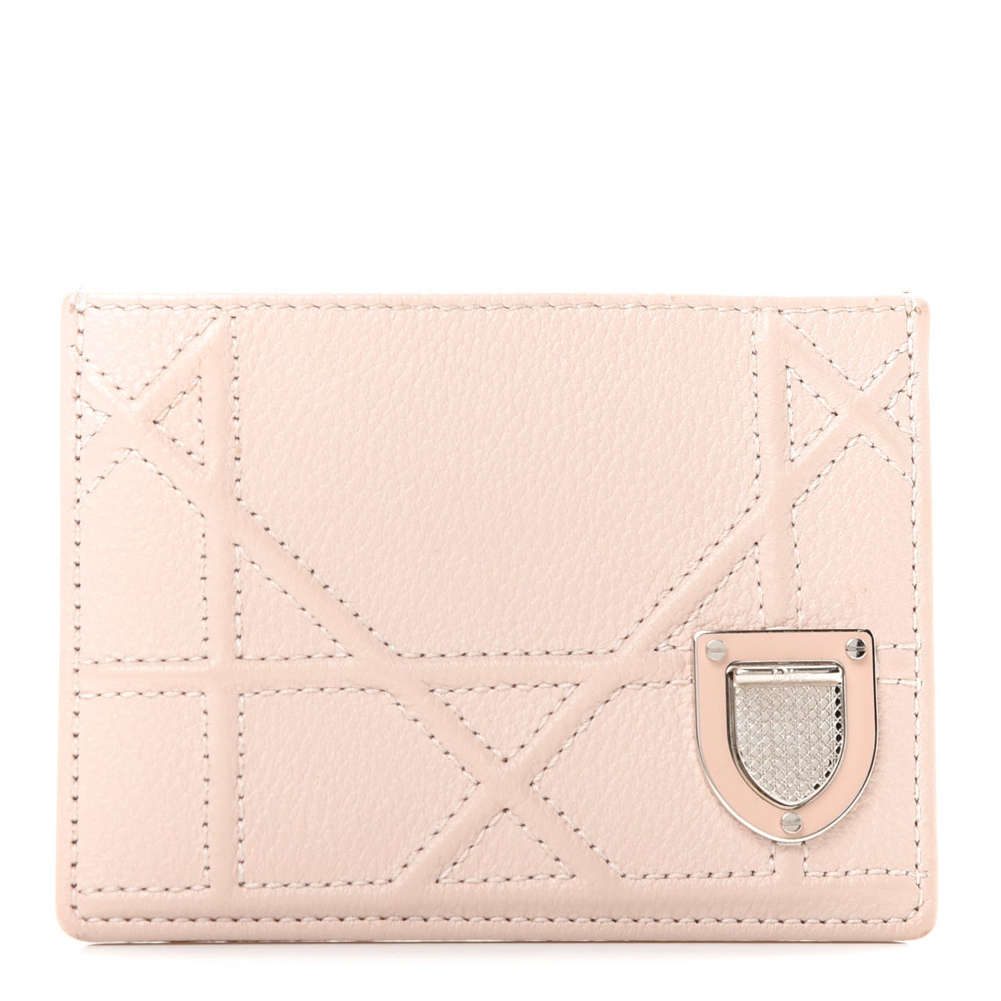 Grained Calfskin Cannage Diorama Card Holder Rose Poudre