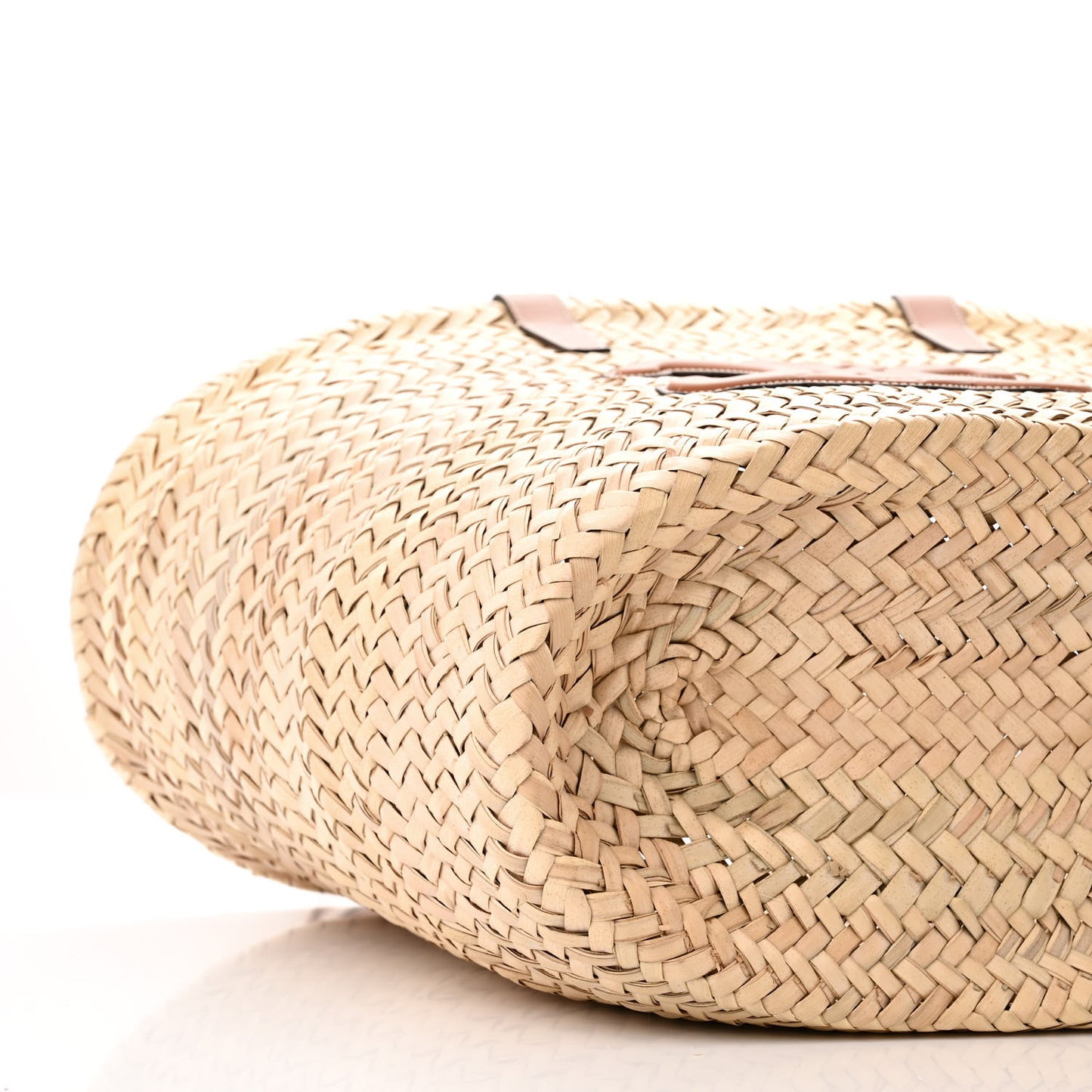 Raffia Calfskin Triomphe Medium Panier Tan