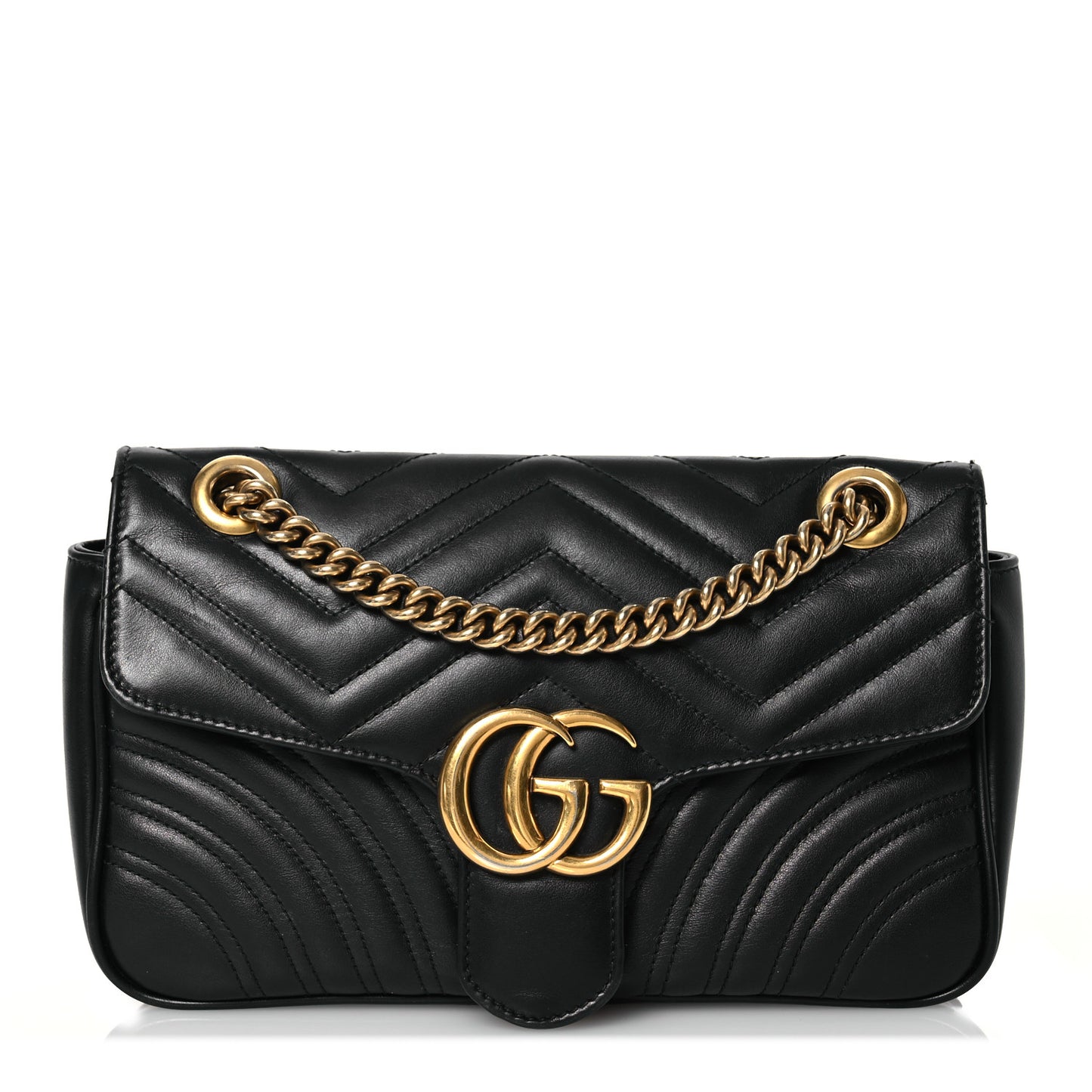 Calfskin Matelasse Small GG Marmont Shoulder Bag Black