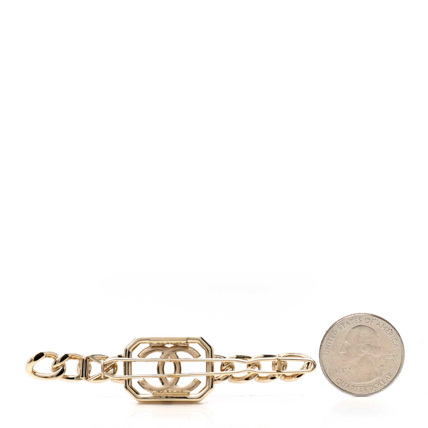 Crystal Chain CC Vendome Hair Clip Barrette Gold