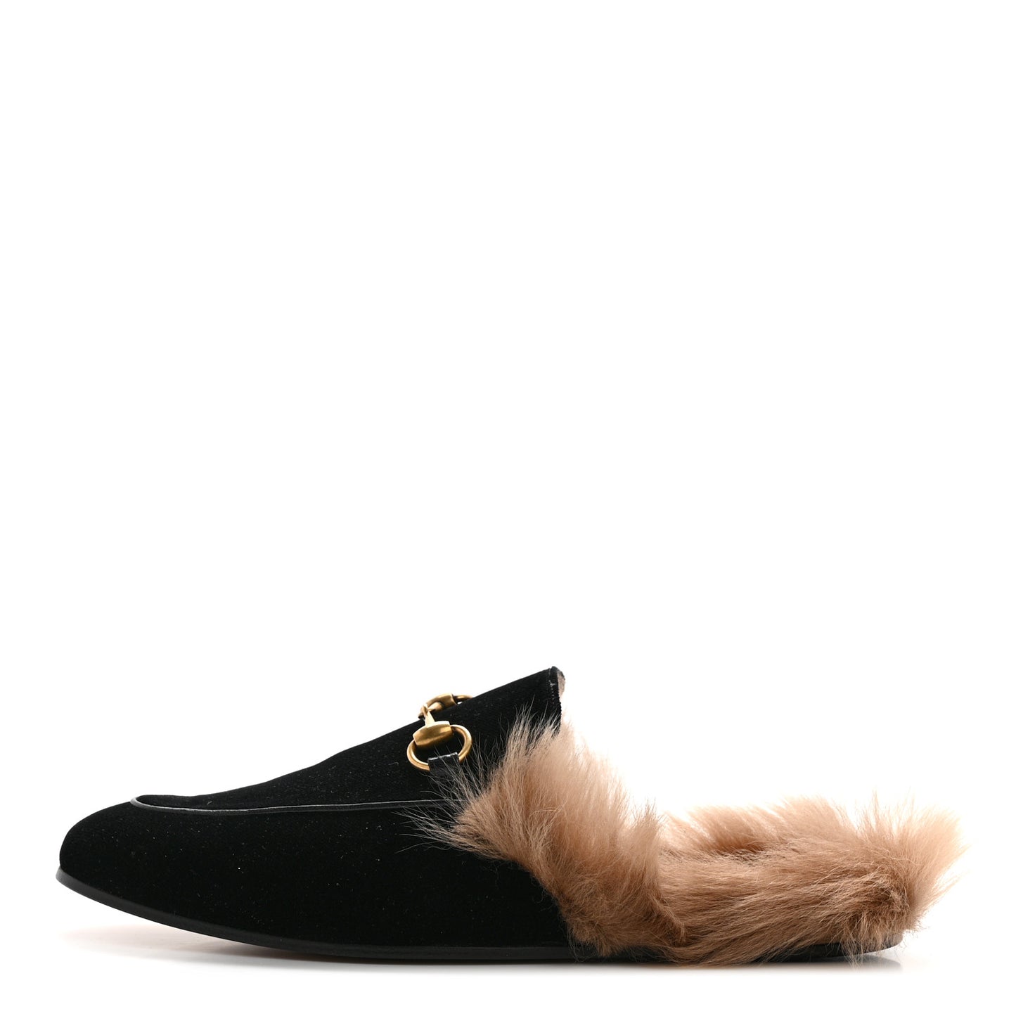 Velvet Fur Mens Princetown Slippers 8 Black