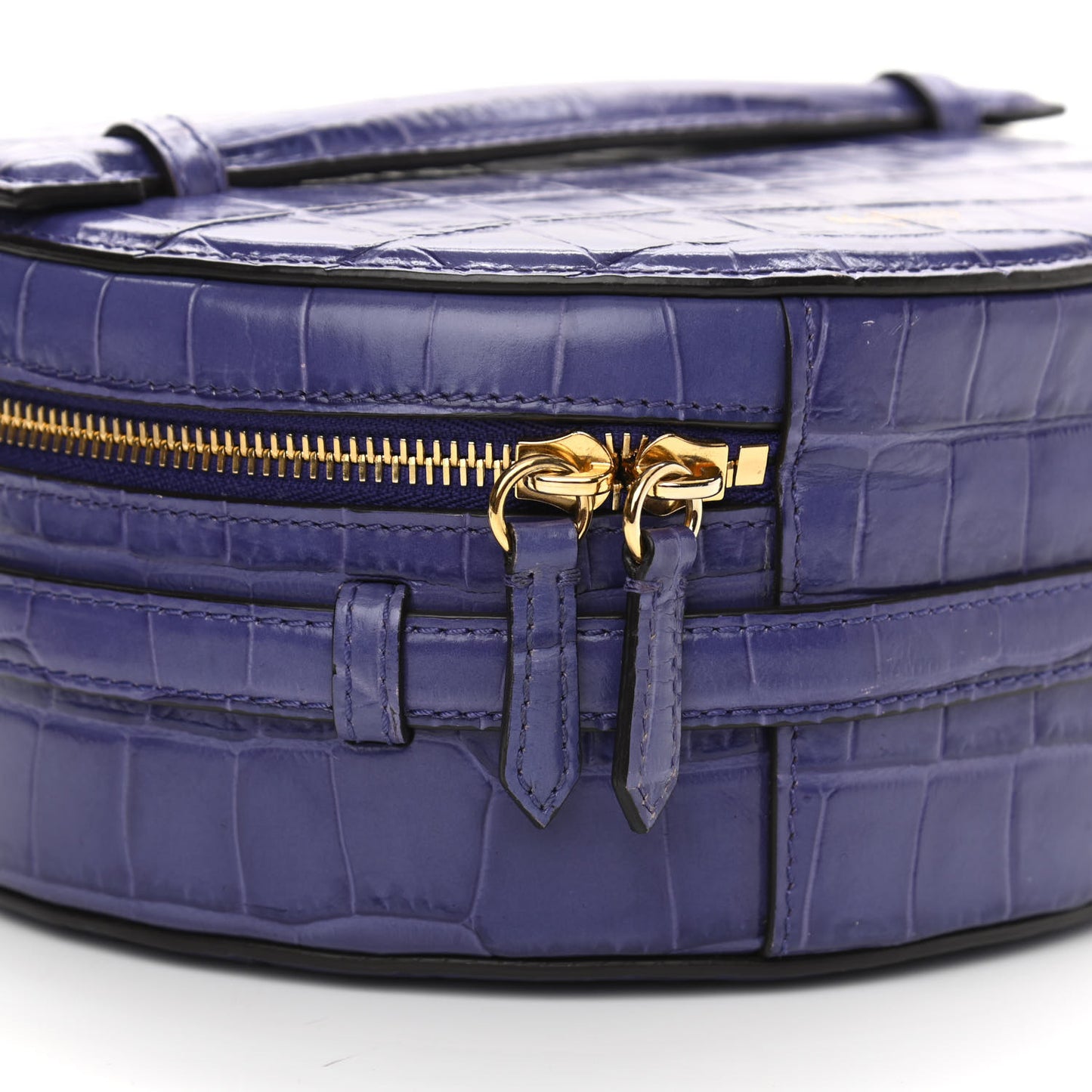 Shiny Croc Calfskin Embossed Trunk Bag Dark Amethyst
