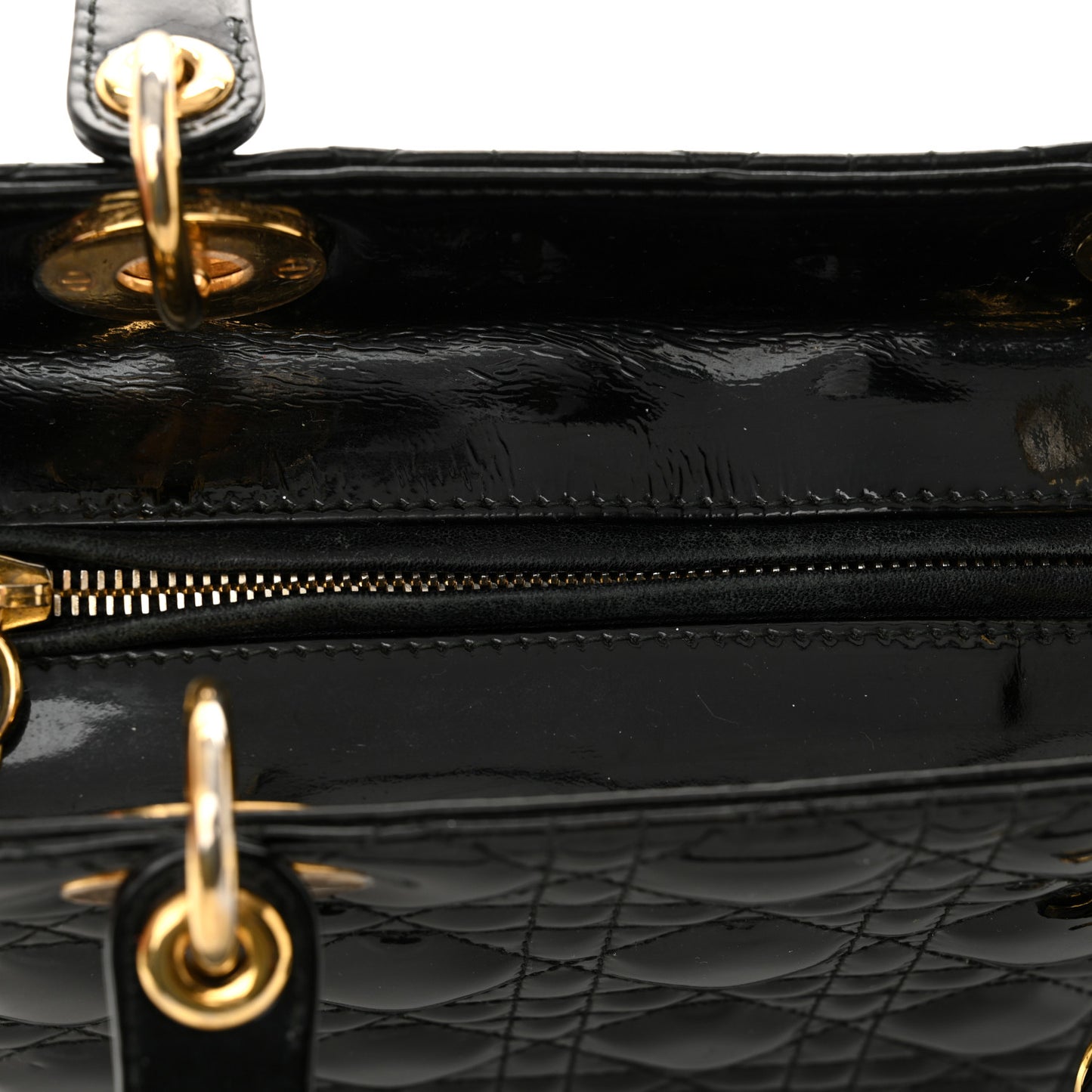 Patent Cannage Medium Lady Dior Black