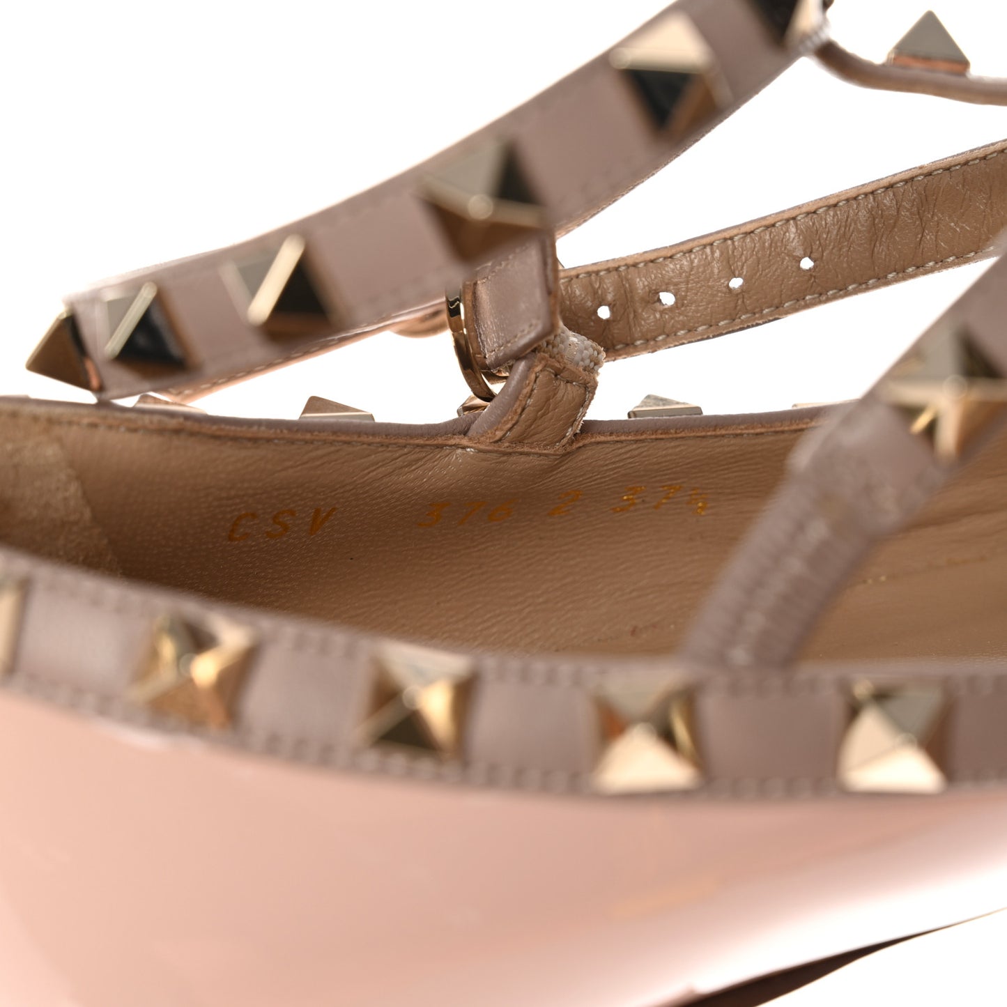 Patent Rockstud Cage Ballerina Flats 37.5 Water Rose Poudre