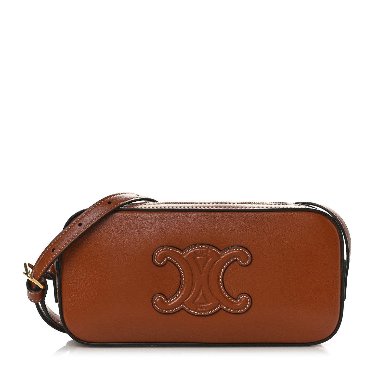 Celine Smooth Calfskin Cuir Triomphe Mini Camera Shoulder Bag Tan