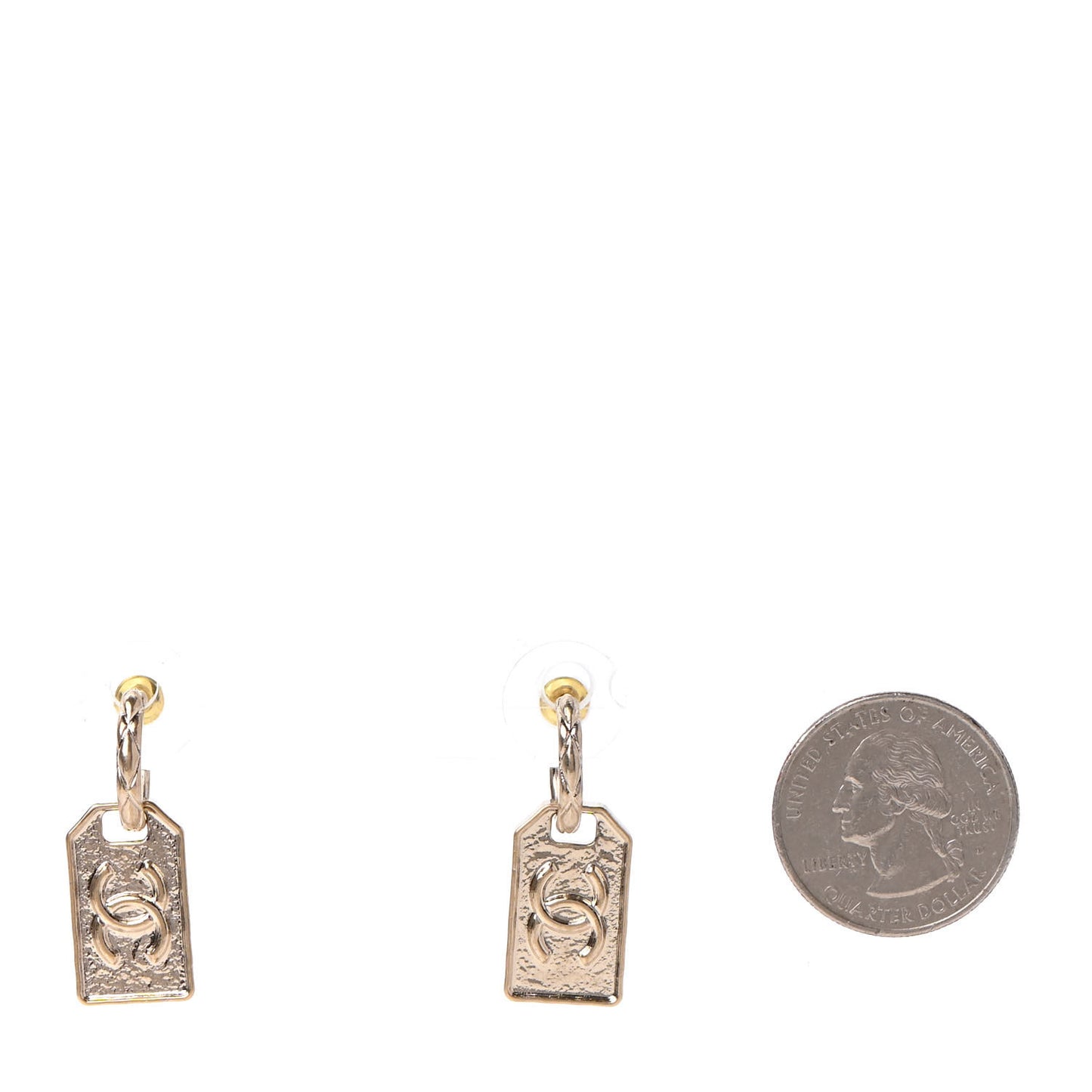 CC Tag Drop Earrings Gold