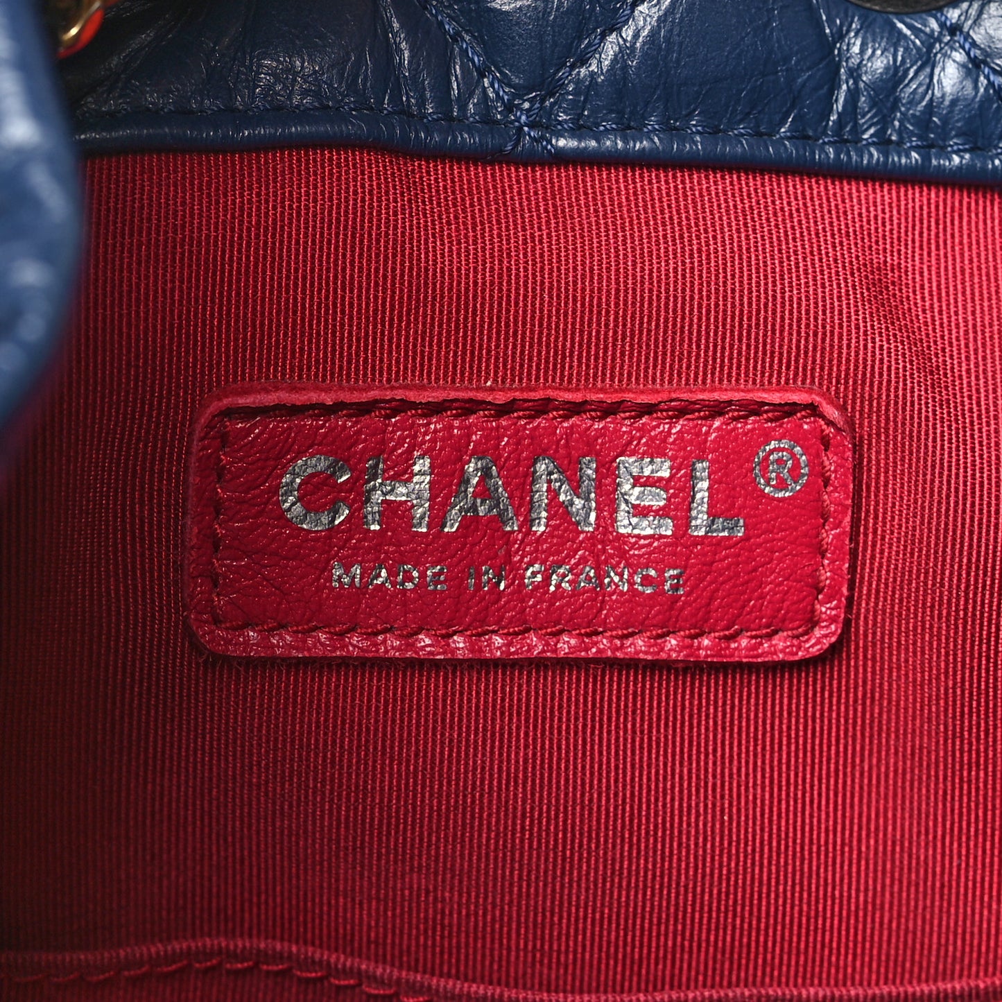 Aged Calfskin Quilted Gabrielle Backpack Navy Black