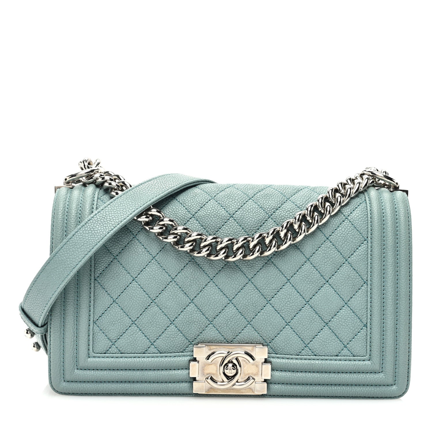 Chanel Caviar Quilted Medium Boy Flap Light Blue 1 of 11