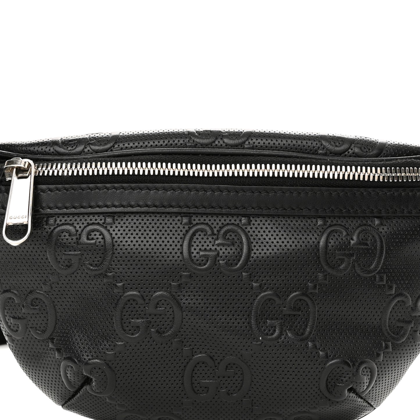 Calfskin GG Tennis Embossed Belt Bag Black