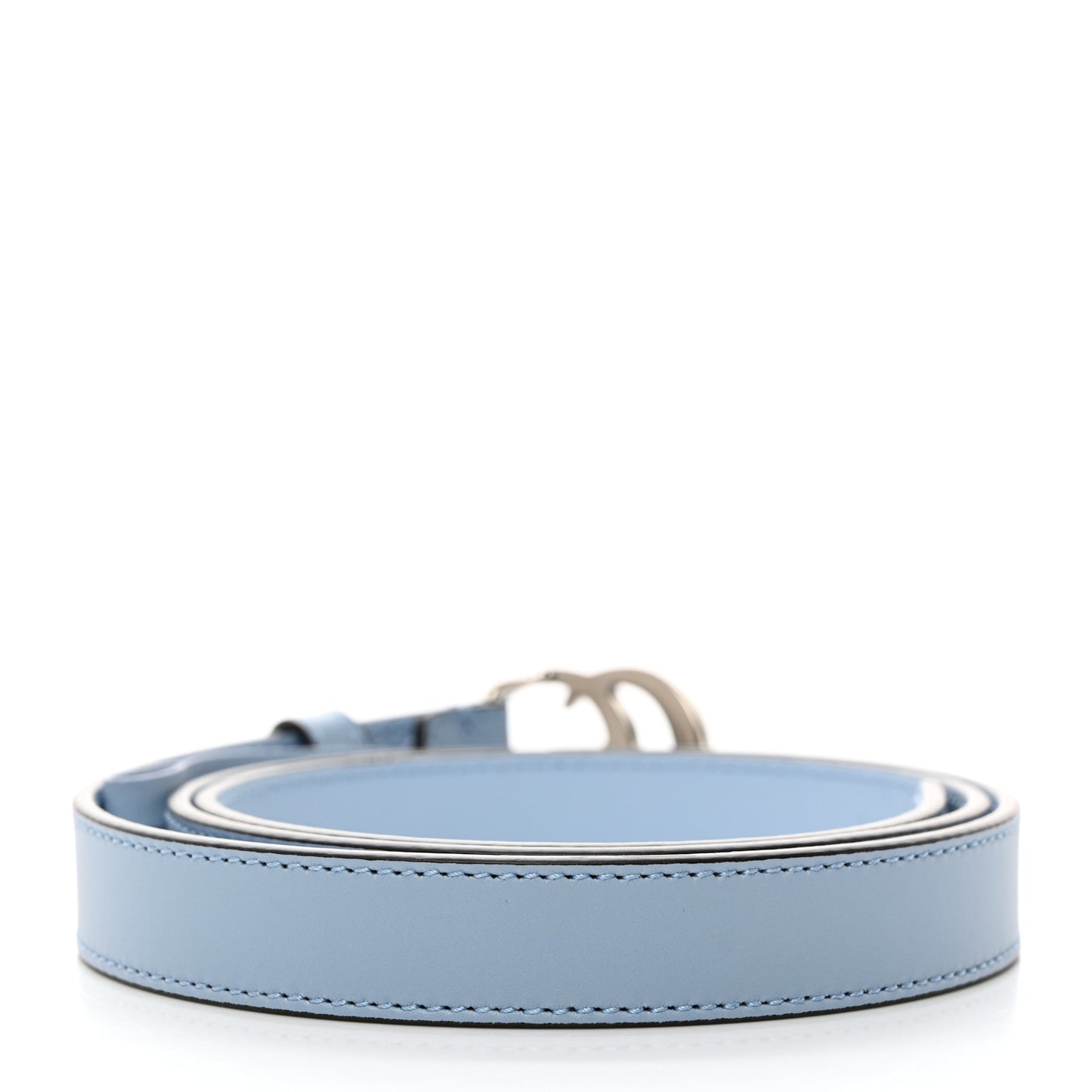 Moon Calfskin Palladium Double G 20mm Belt 85 34 Porcelain Light Blue