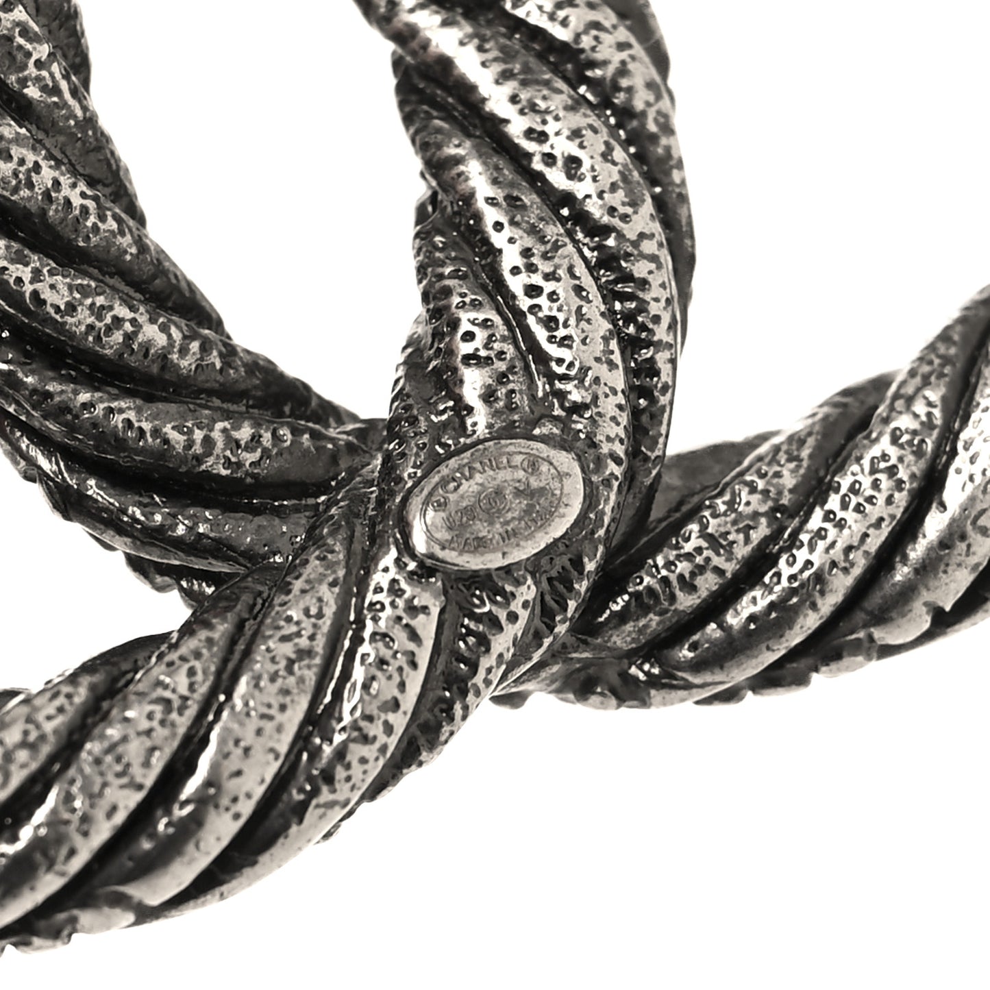 Ruthenium Twisted CC Brooch Silver