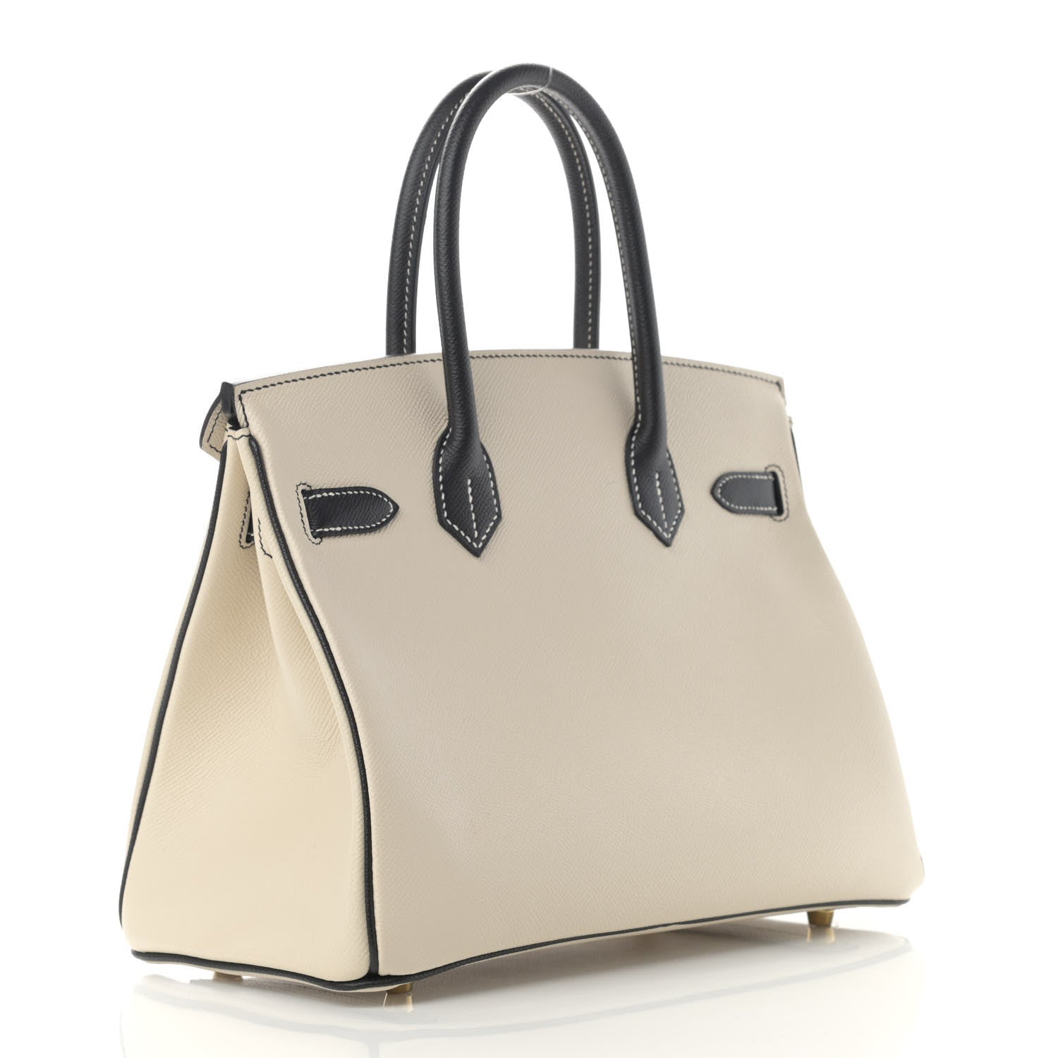 Hermes Epsom Horseshoe Bi Color Birkin 30 Craie Black 3 of 13