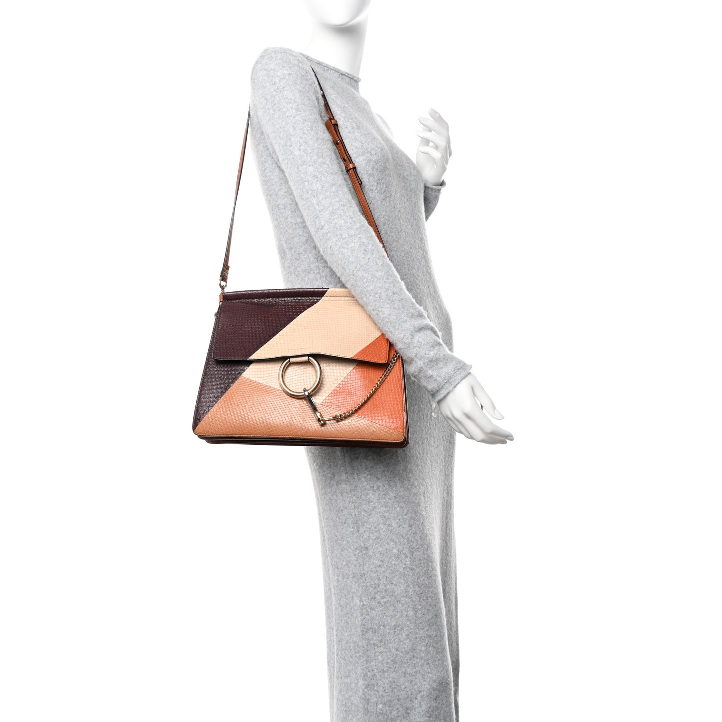 Snakeskin Medium Faye Shoulder Bag Multicolor