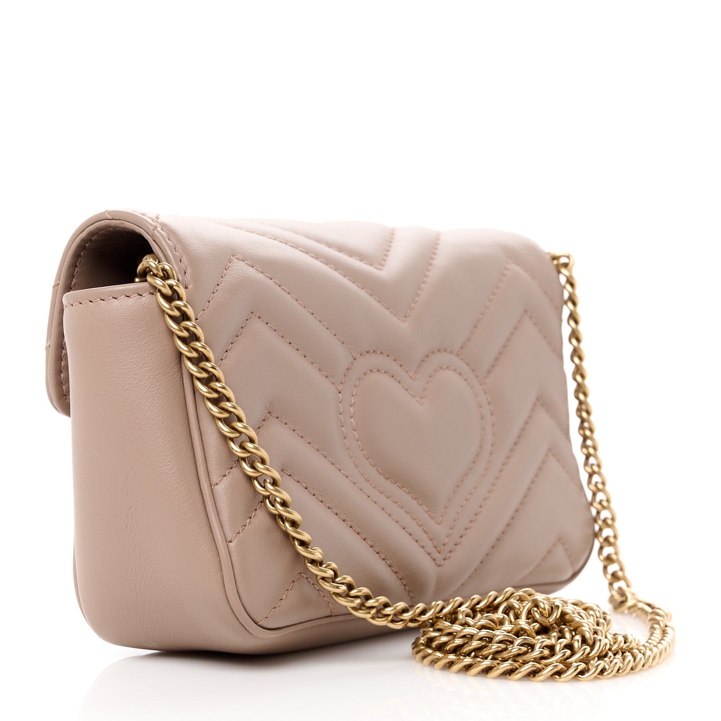 Calfskin Matelasse Super Mini GG Marmont Shoulder Bag Porcelain Rose