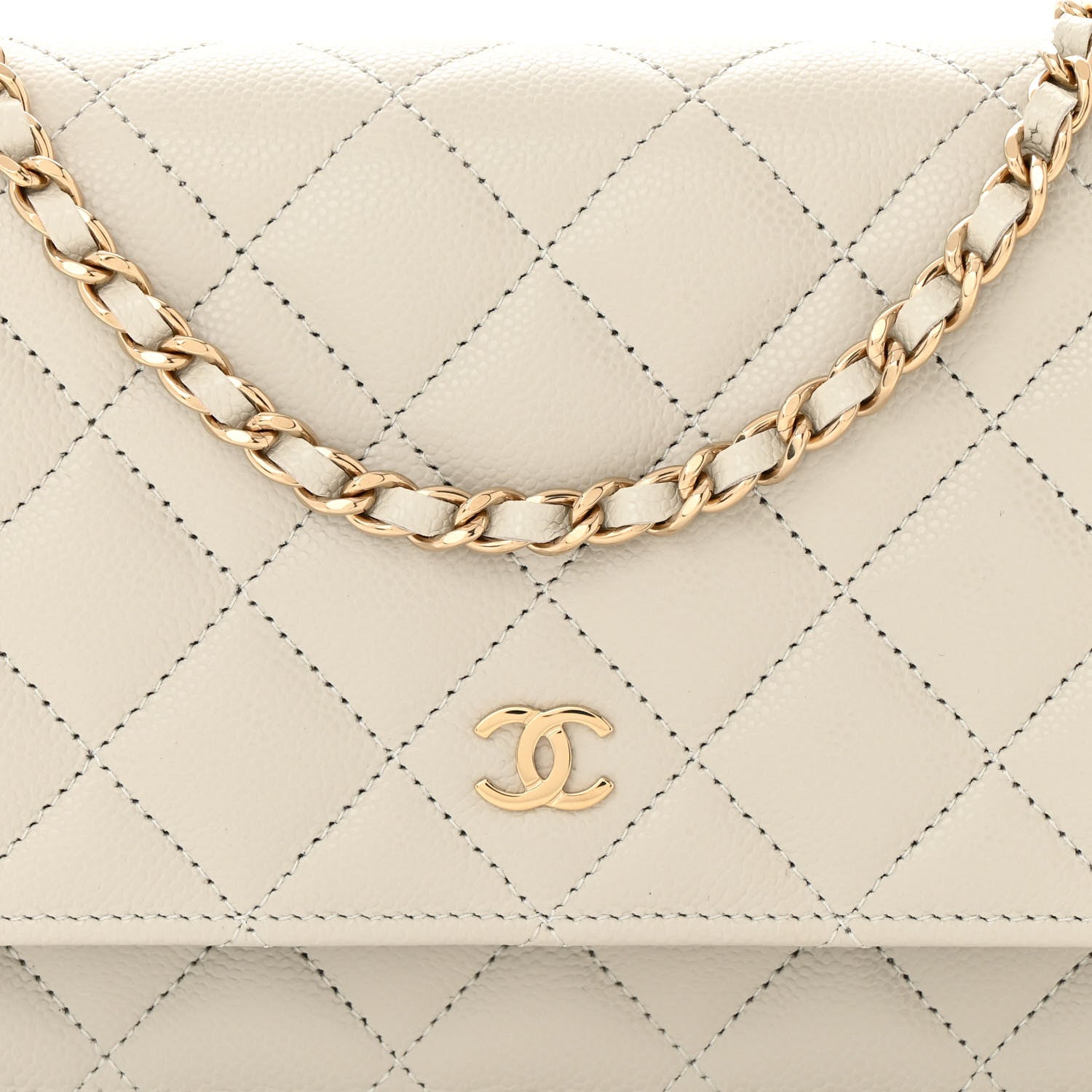 Chanel Caviar Quilted Wallet On Chain WOC Light Gray 9 of 12