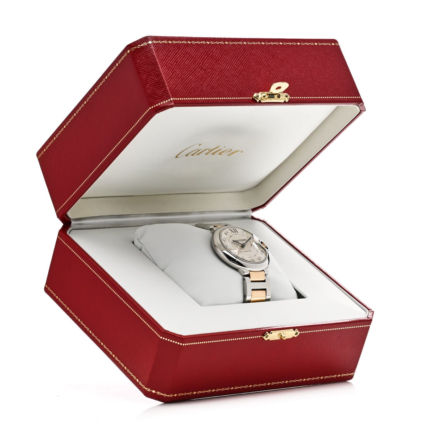 Stainless Steel 18K Pink Gold Diamond 36mm Ballon Bleu De Cartier Automatic Watch