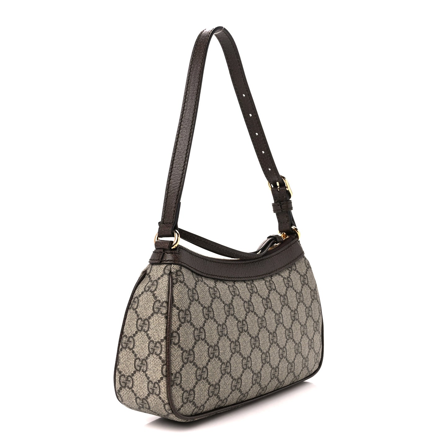 GG Supreme Monogram Textured Dollar Calfskin Small Ophidia Hobo Beige Ebony New Acero