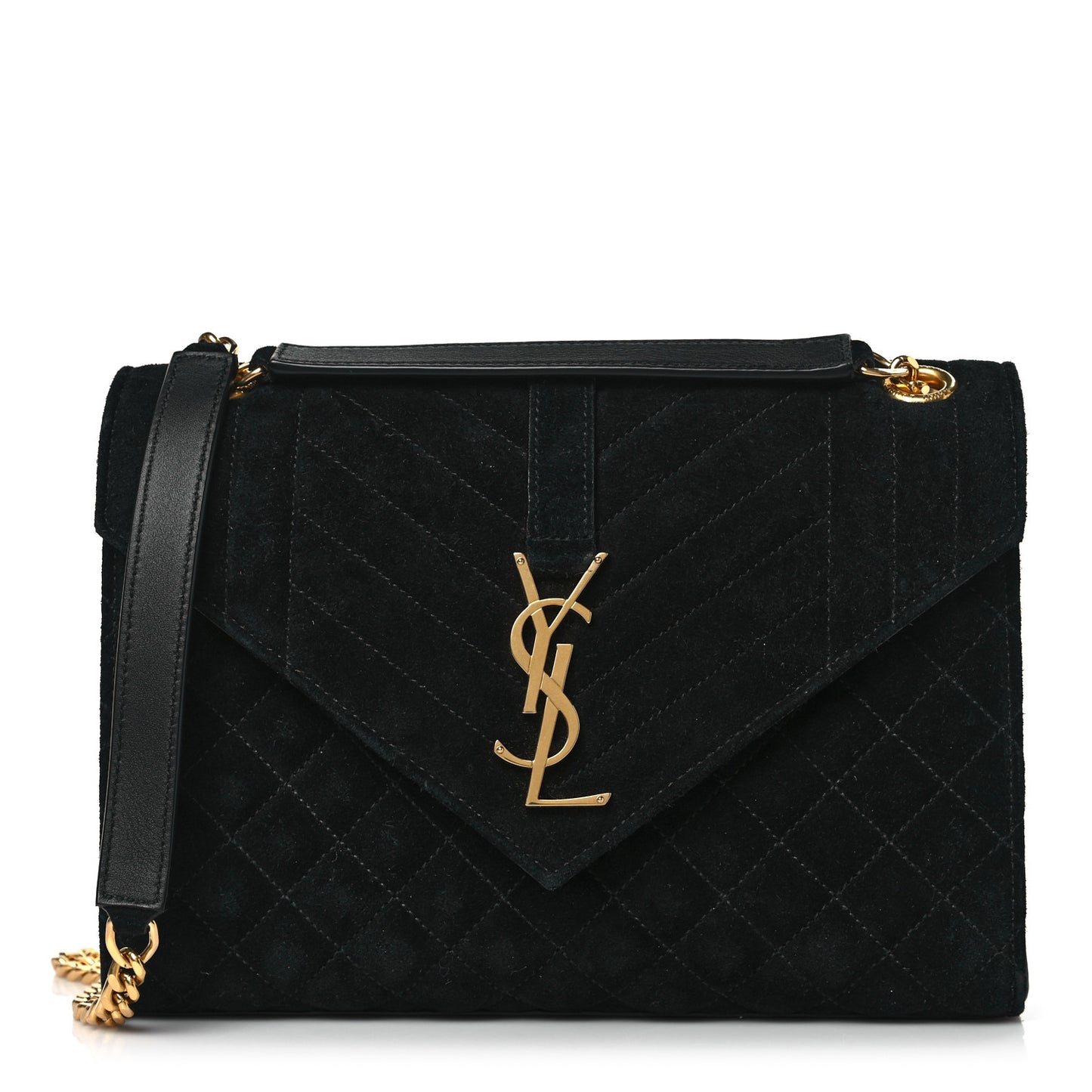 Suede Mixed Matelasse Triquilt Medium Monogram Satchel Black