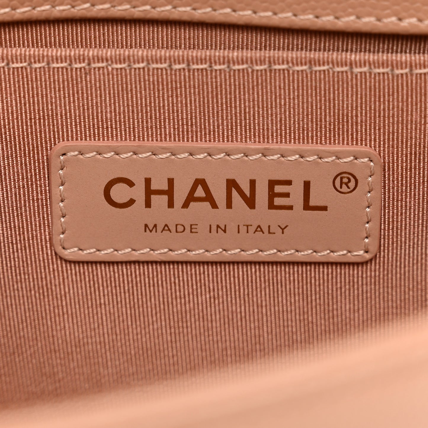 Caviar Chevron Quilted Small Boy Flap Dark Beige