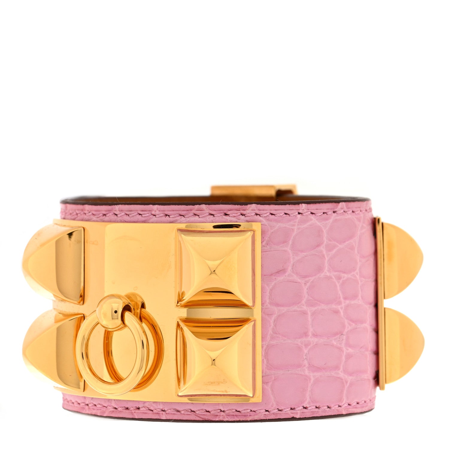 Hermes Matte Alligator Collier De Chien CDC Bracelet T2 5P Pink 1 of 5
