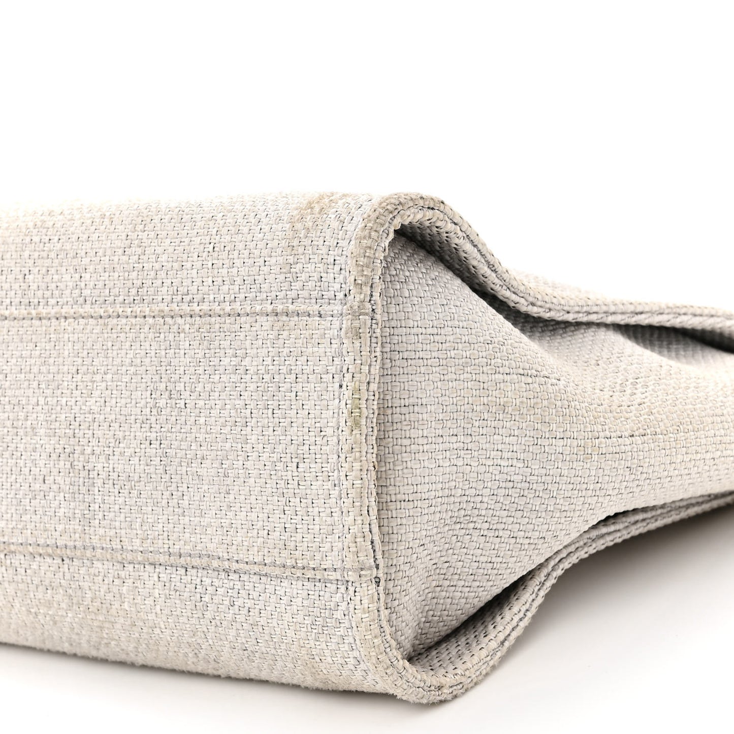 Woven Straw Raffia Small Deauville Tote Grey