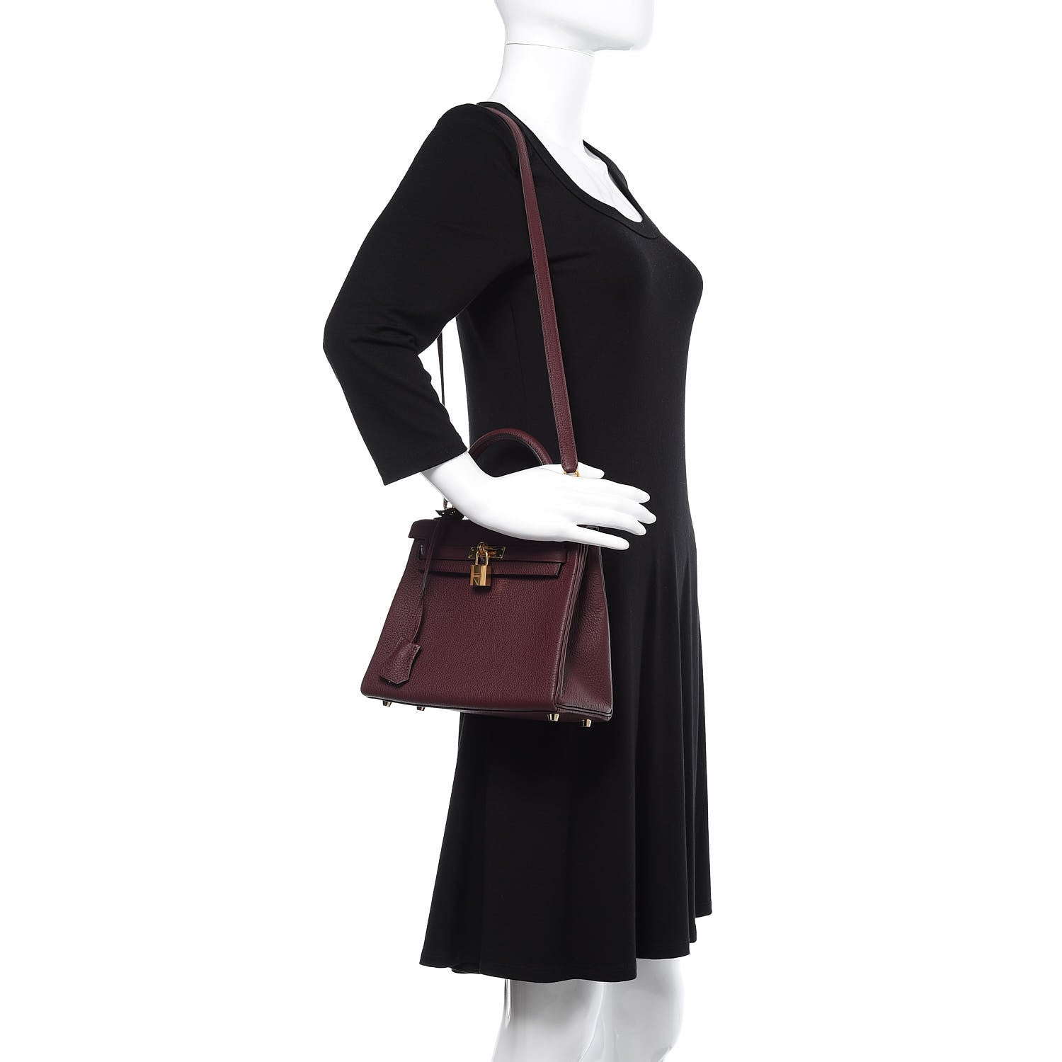 Hermes Togo Kelly Retourne 25 Bordeaux 2 of 40
