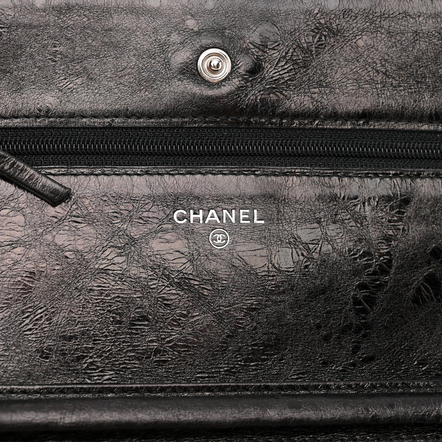 Metallic Aged Calfskin Quilted Reissue Wallet On Chain WOC Black