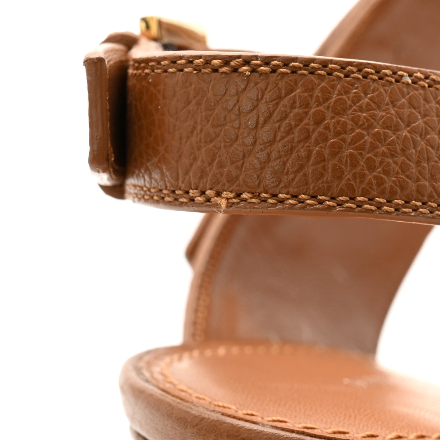 Grained Calfskin Horizon Platform Sandals 41 Cognac