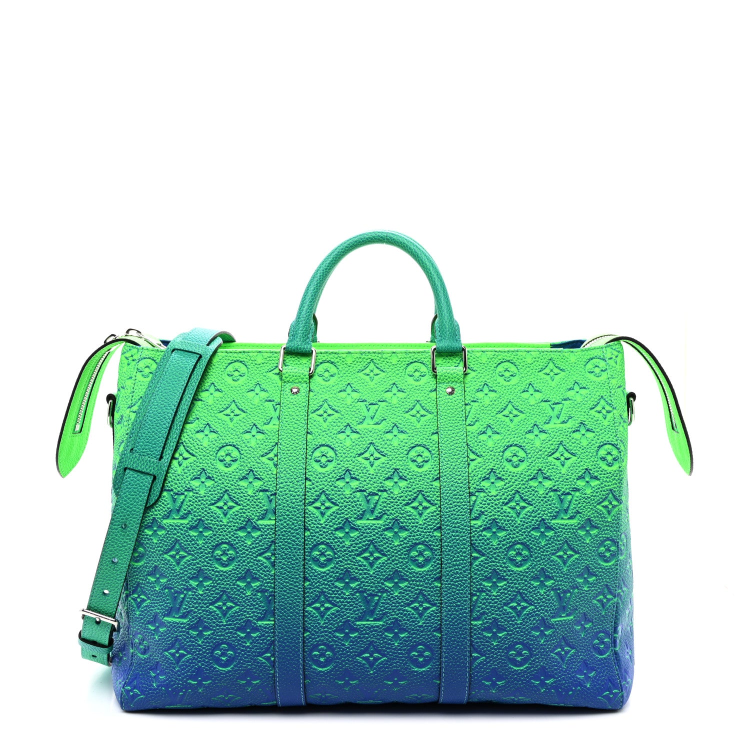 Louis Vuitton Taurillon Illusion Keepall Tote Bleu Vert 1 of 8