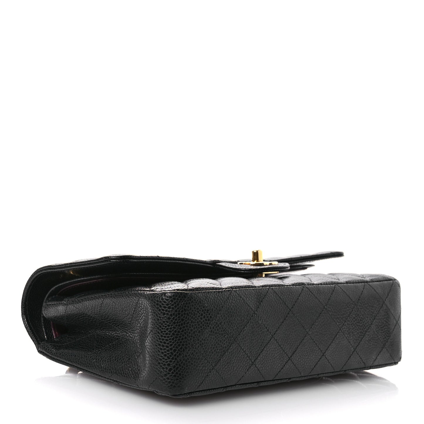 Caviar Quilted Medium Double Flap Black