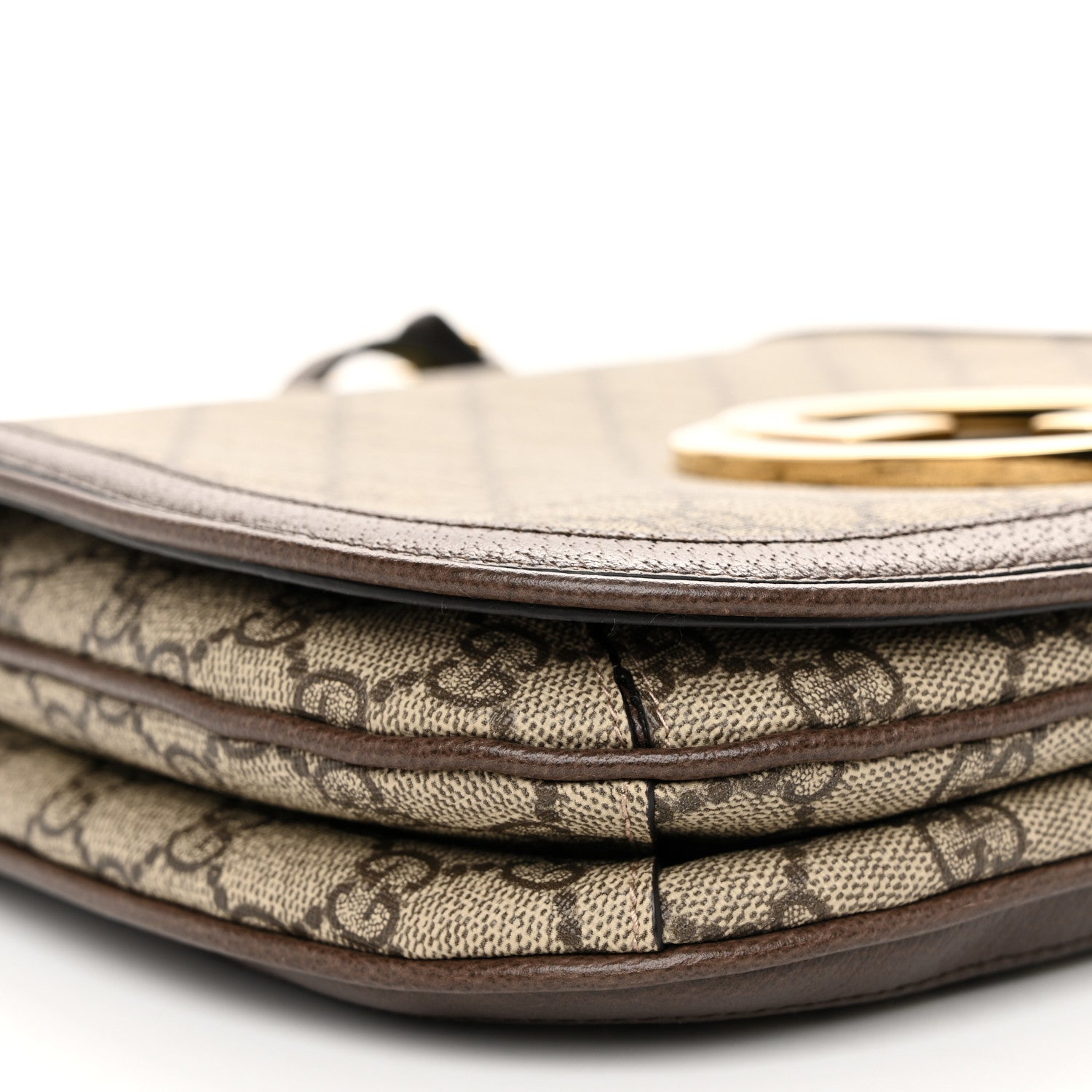 Gucci GG Supreme Monogram Textured Dollar Calfskin Web Medium Blondie Shoulder Flap Bag Beige Ebony New Acero 9 of 10