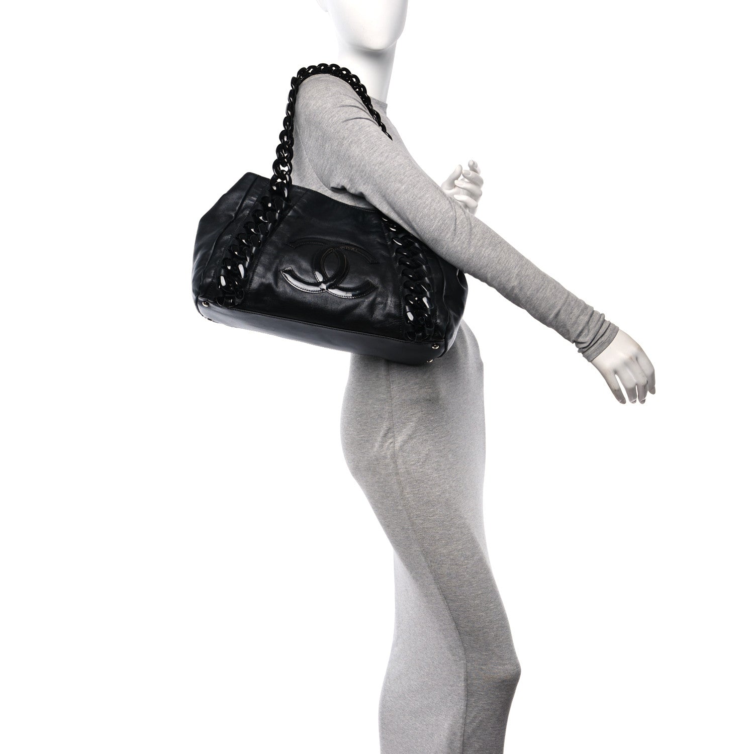 Chanel Calfskin Modern Chain Rhodoid East West Tote Black 2 of 10