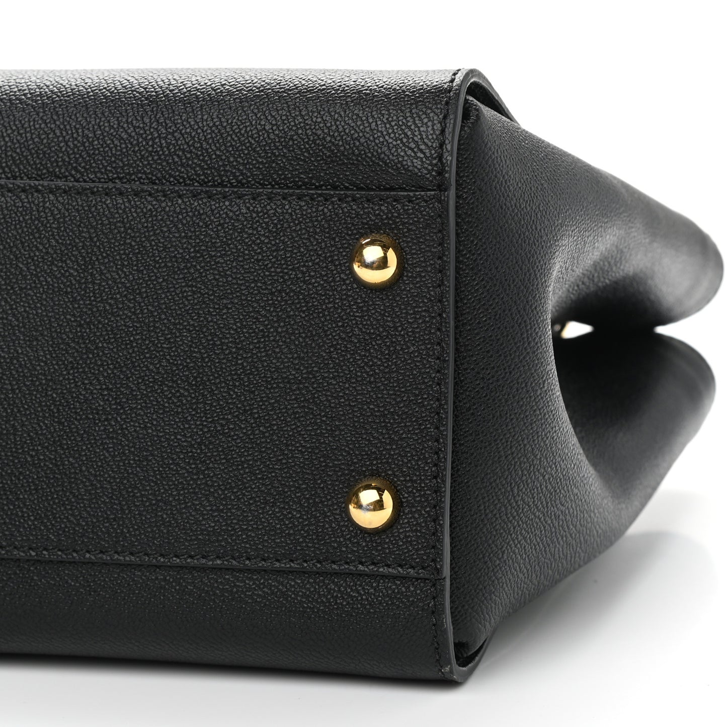 Soft Grain Calfskin Medium Buckle Tote Black