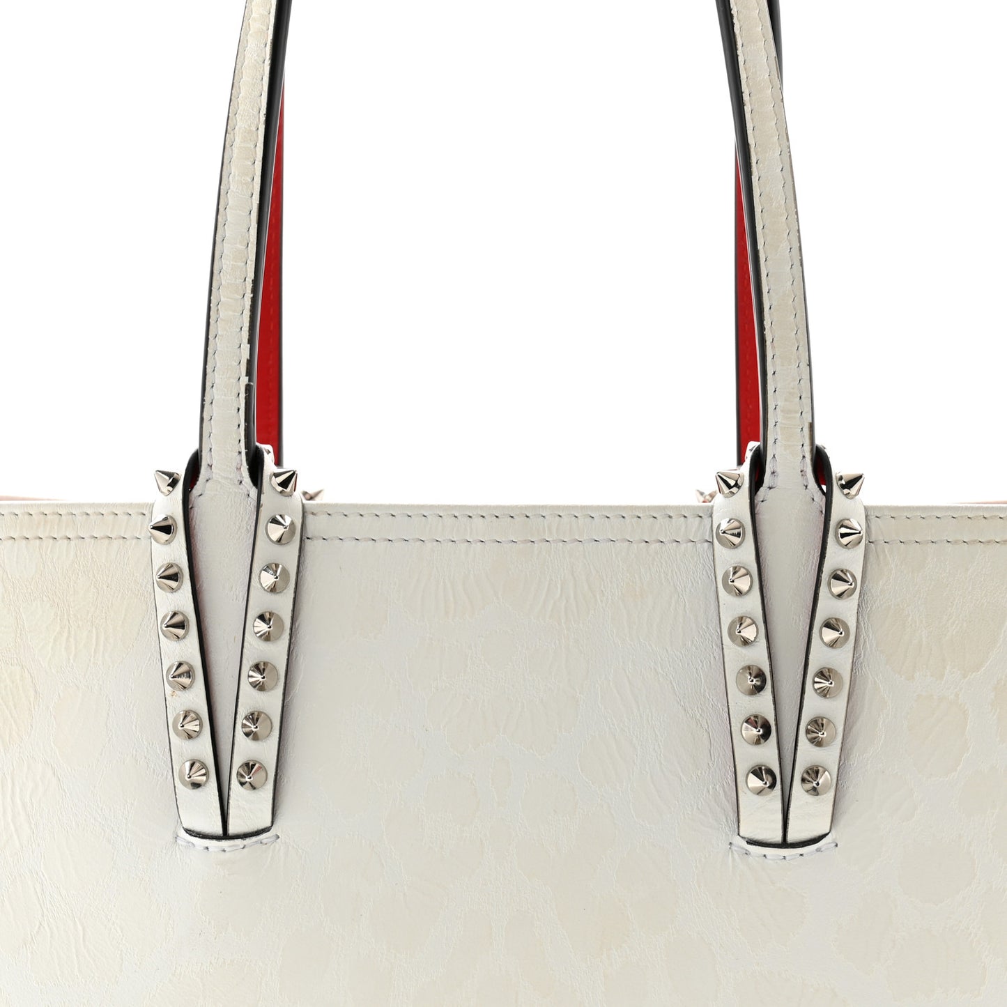 Calfskin Leopard Print Spikes Small East West Cabata Tote Snow