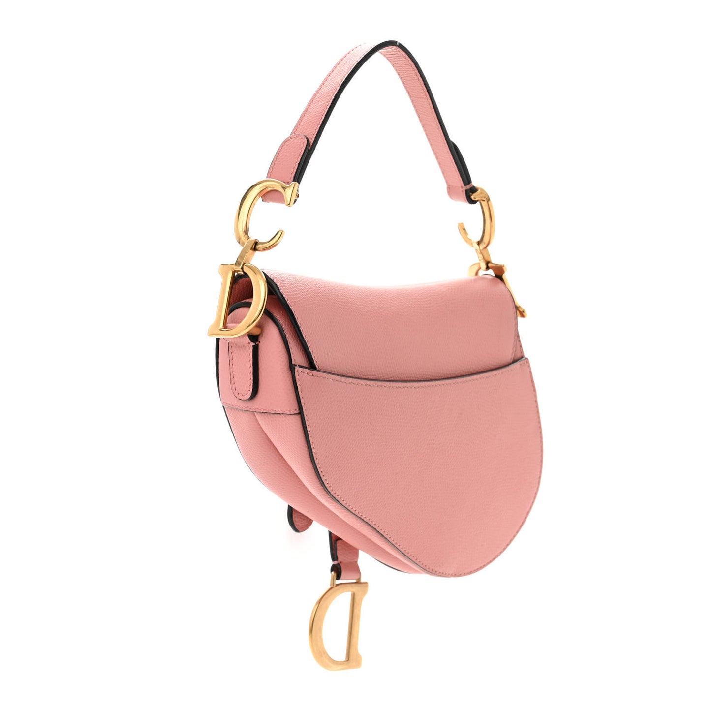 Grained Calfskin Mini Saddle Bag Pink
