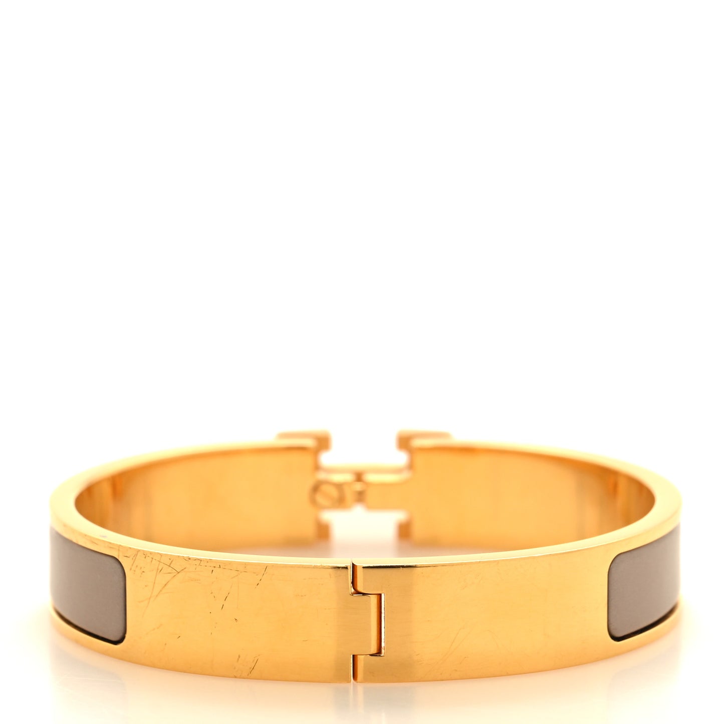 Enamel Narrow Clic Clac H Bracelet GM Marron Glace