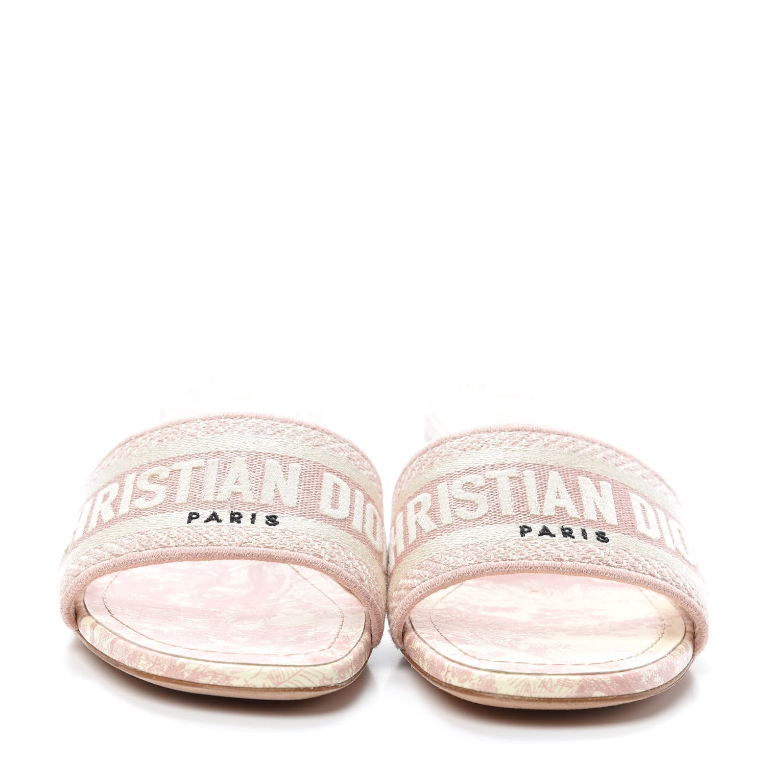 Christian Dior Cotton Toile De Jouy Embroidered Dway 50mm Slide Sandals 38 Light Pink 2 of 7