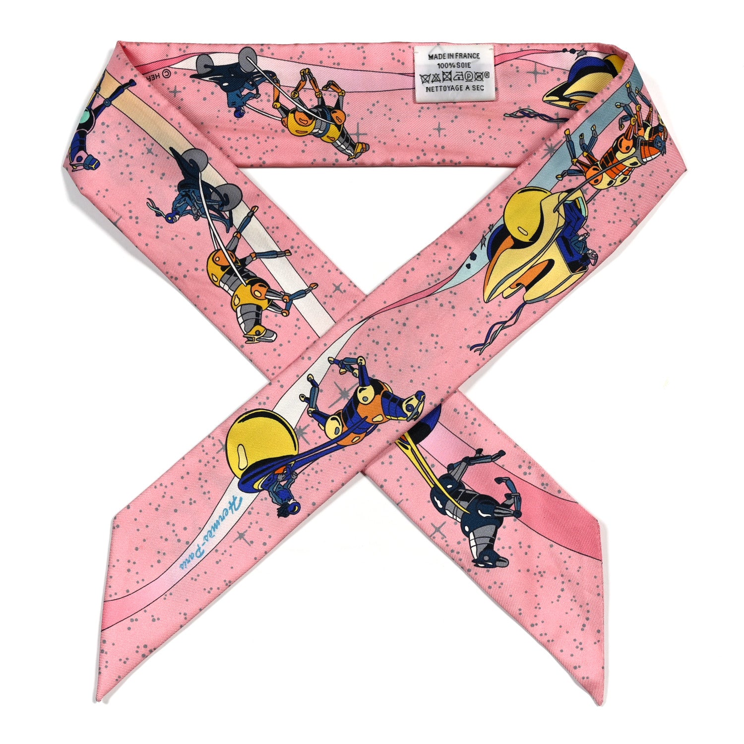 Hermes Silk Space Derby Twilly Rose Bleu Jaune 1903945 – FASHIONPHILE