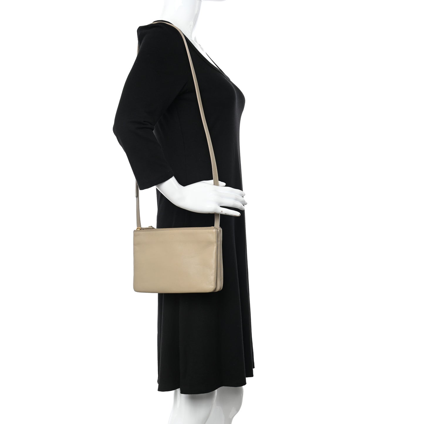 Lambskin Small Trio Crossbody Bag Beige