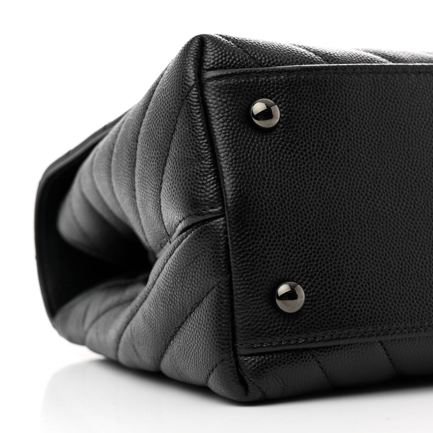 Caviar Chevron Quilted Small Coco Handle Flap So Black