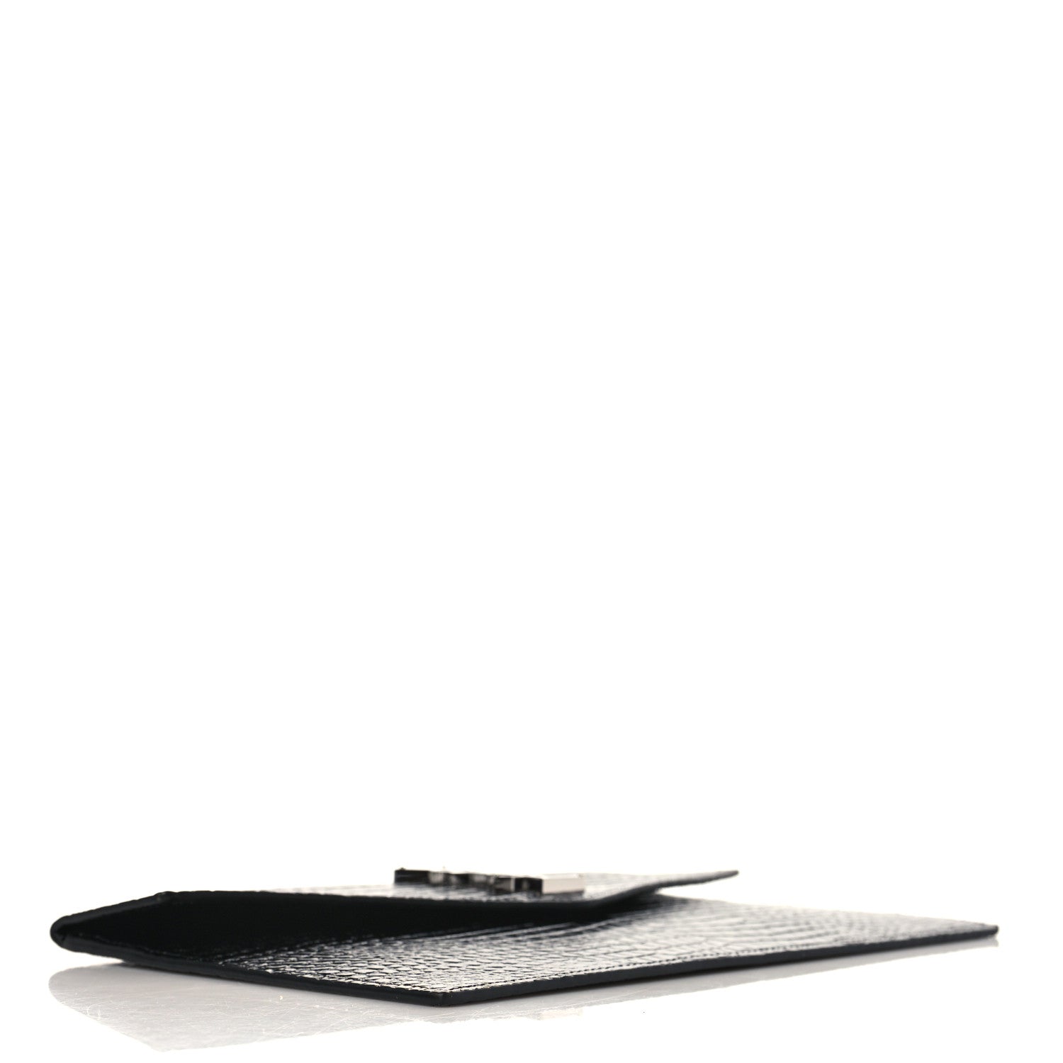 Saint Laurent Calfskin Crocodile Embossed Uptown Monogram Clutch Black 5 of 9