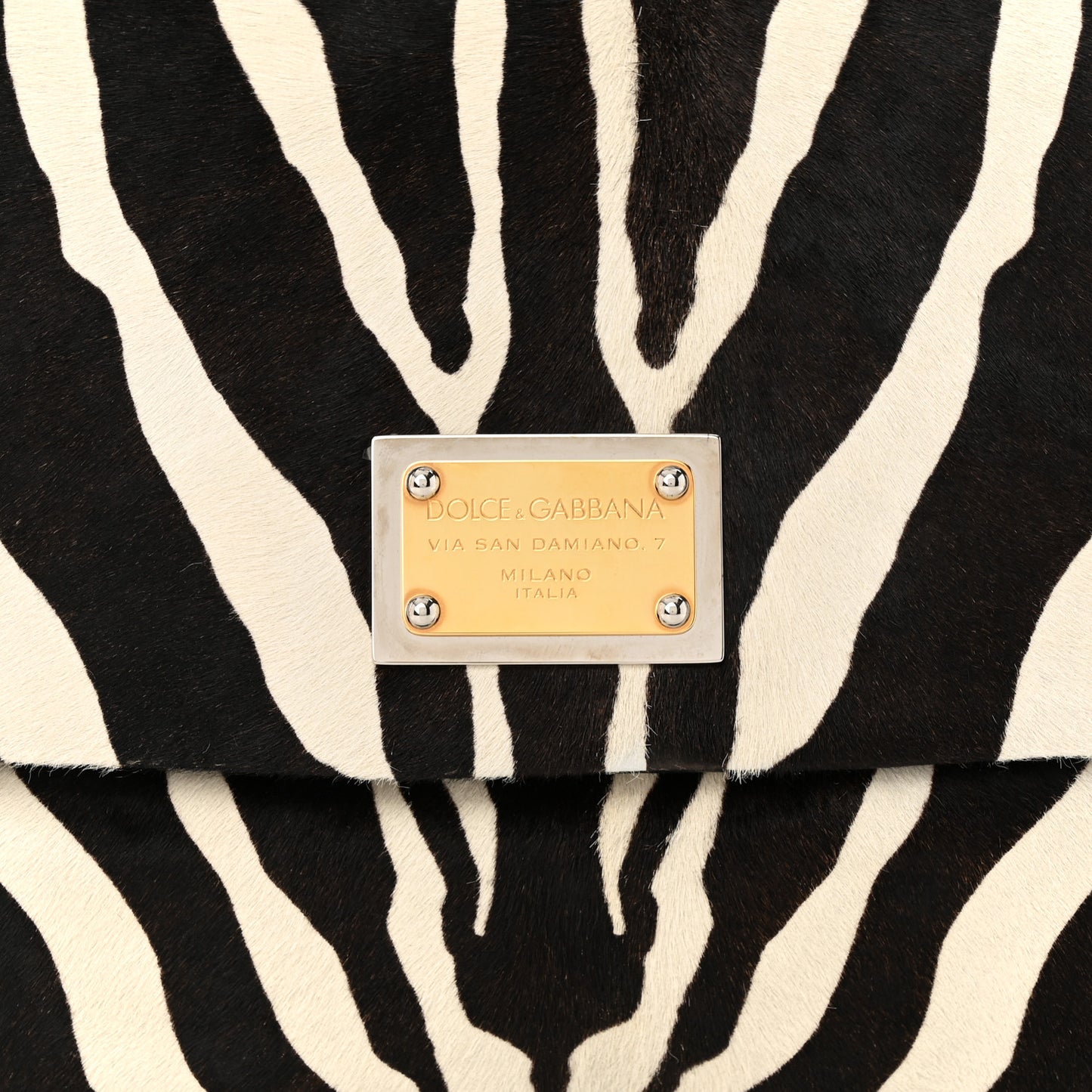 Calf Hair Zebra Print Large Miss Sicily Satchel Black White