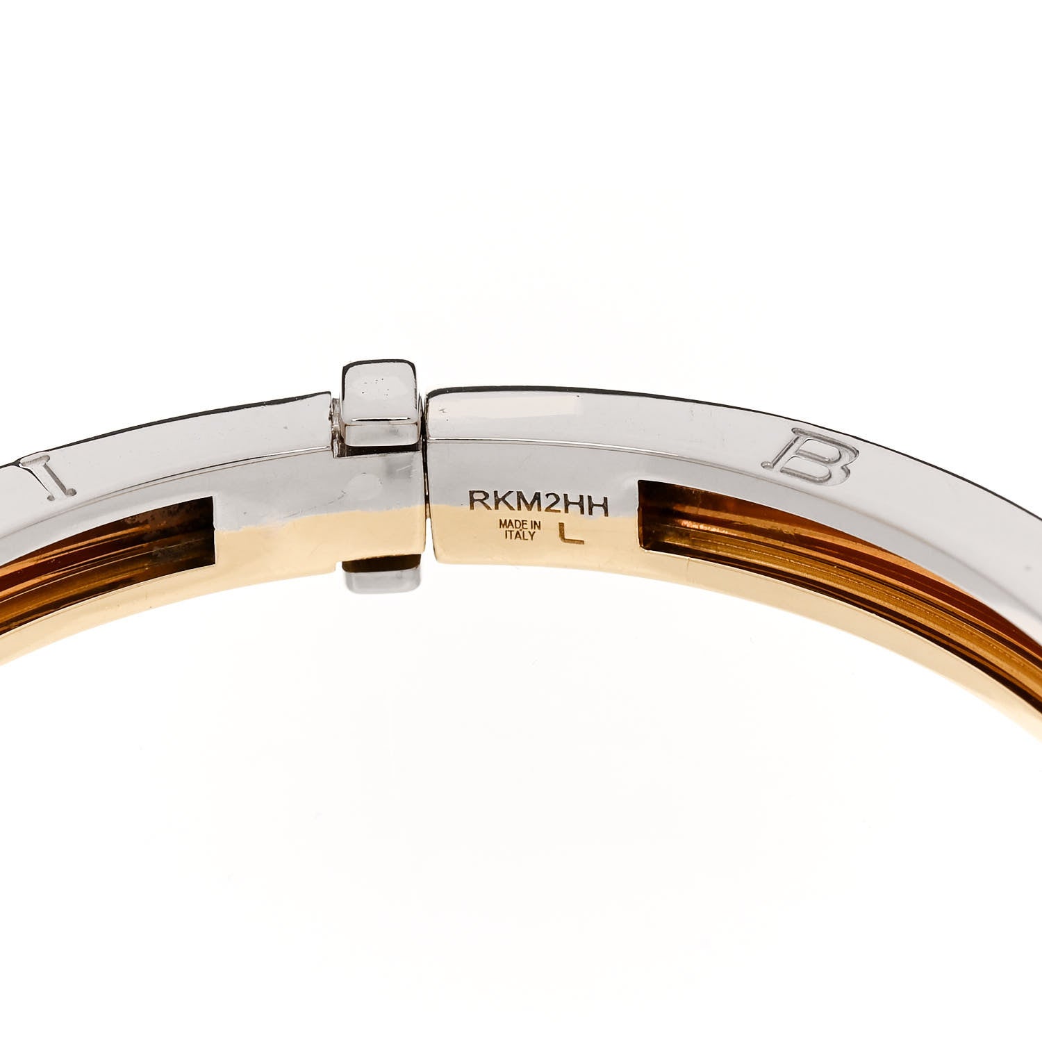 Bulgari 18K Yellow White Rose Gold Narrow B.Zero1 Bangle Bracelet L 3 of 4