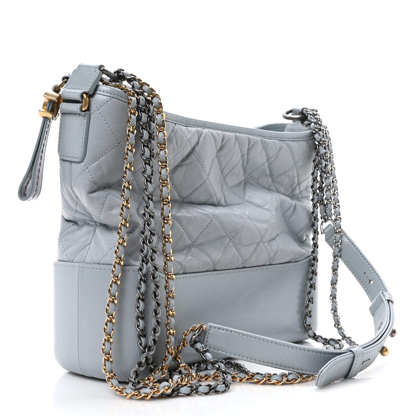 Aged Calfskin Quilted Medium Gabrielle Hobo Light Blue