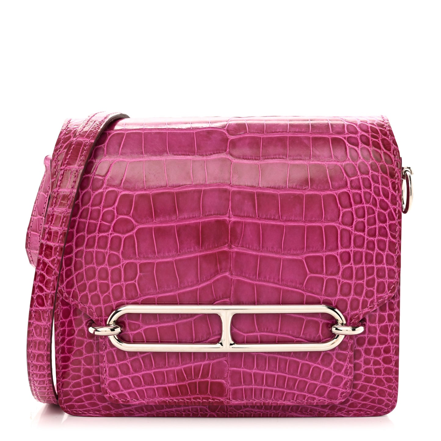 Shiny Alligator Mini Sac Roulis Rose Scheherazade